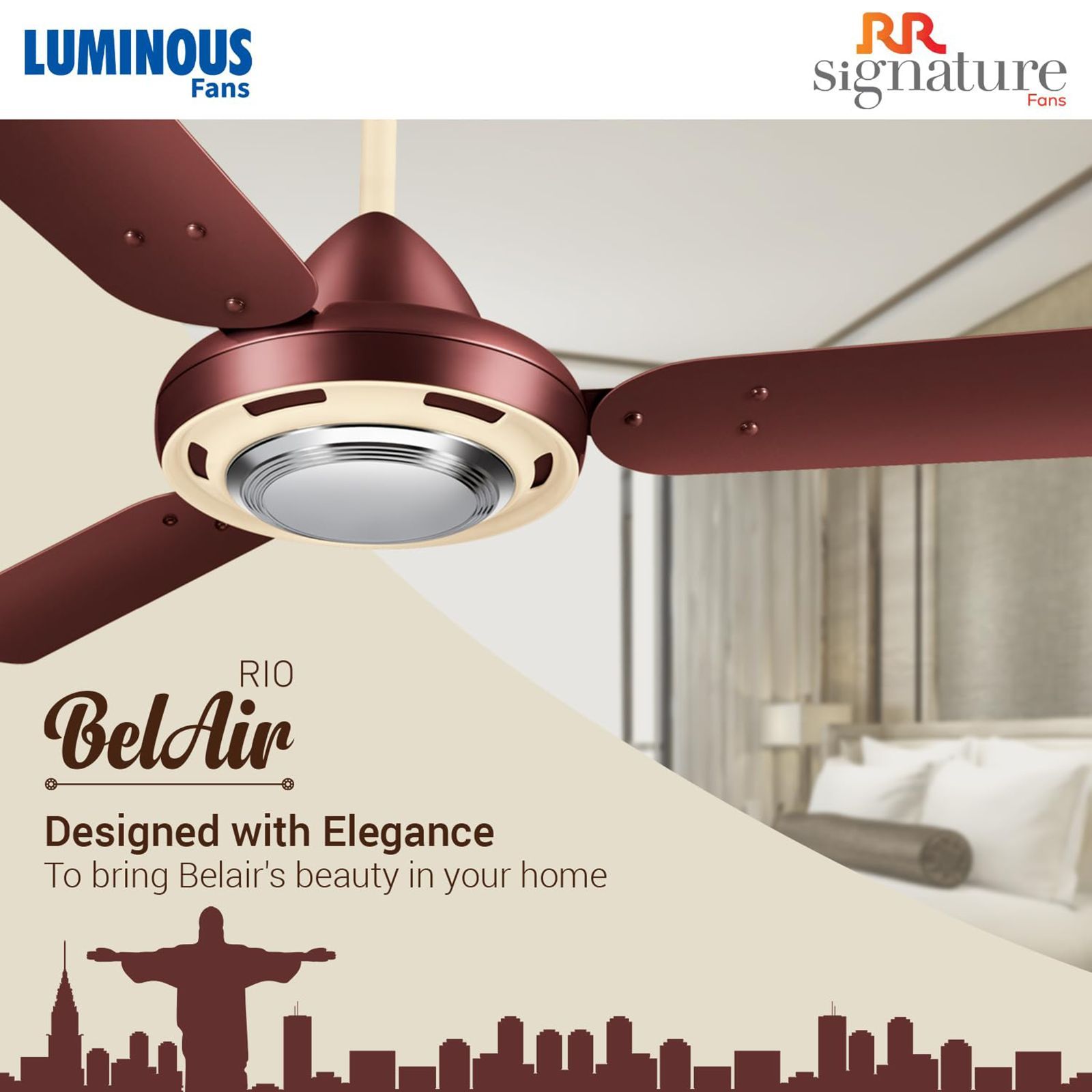 LUMINOUS Rio BelAir 2 Star 1200mm 3 Blade High Speed Ceiling Fan (Dust Repellent, Sangria Red)_9