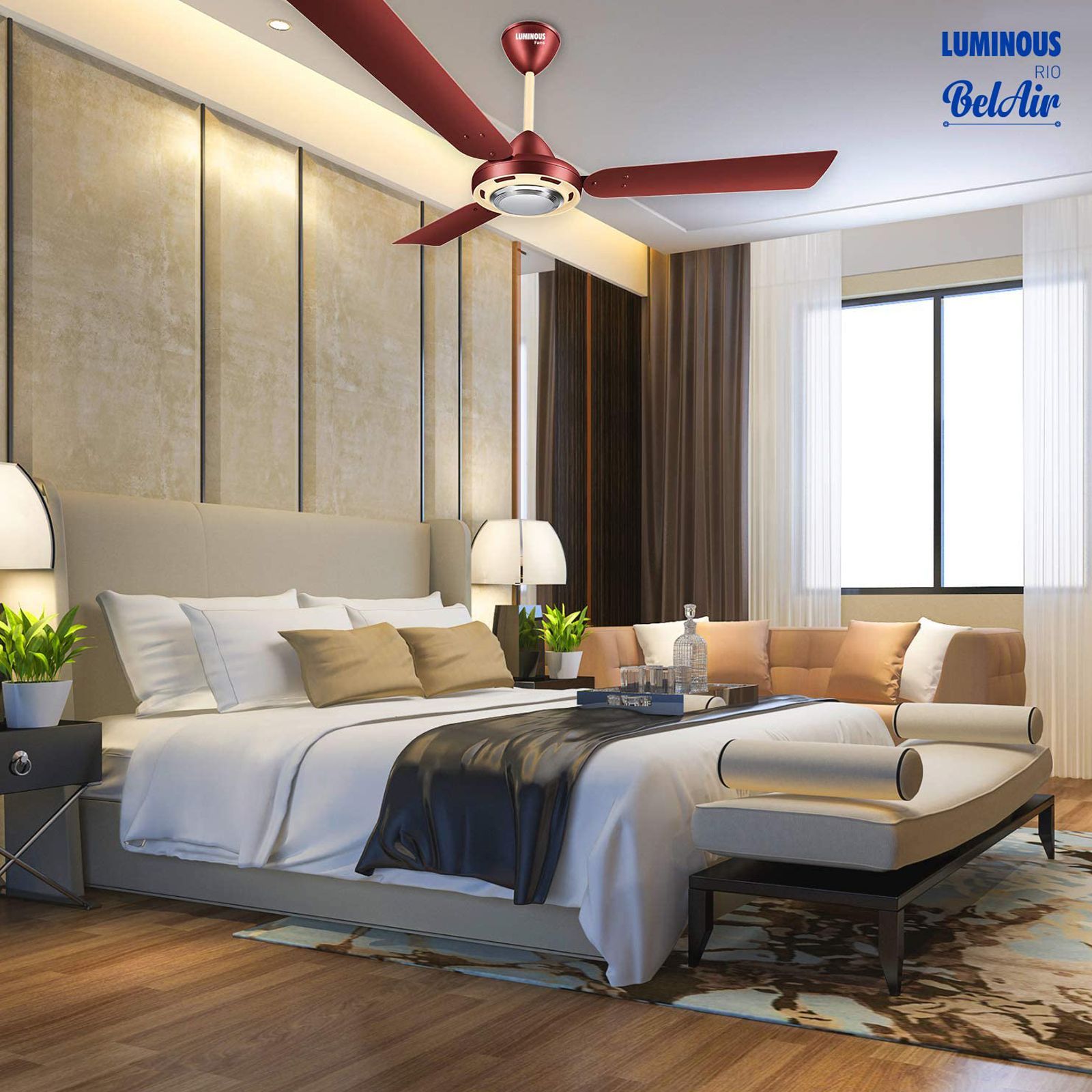 LUMINOUS Rio BelAir 2 Star 1200mm 3 Blade High Speed Ceiling Fan (Dust Repellent, Sangria Red)_10