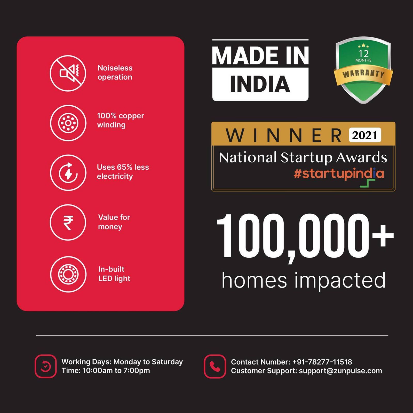 zunpulse Avian Plus 5 Star 1200mm 3 Blade BLDC Motor Ceiling Fan with Remote (Inverter Technology, Brown)_11