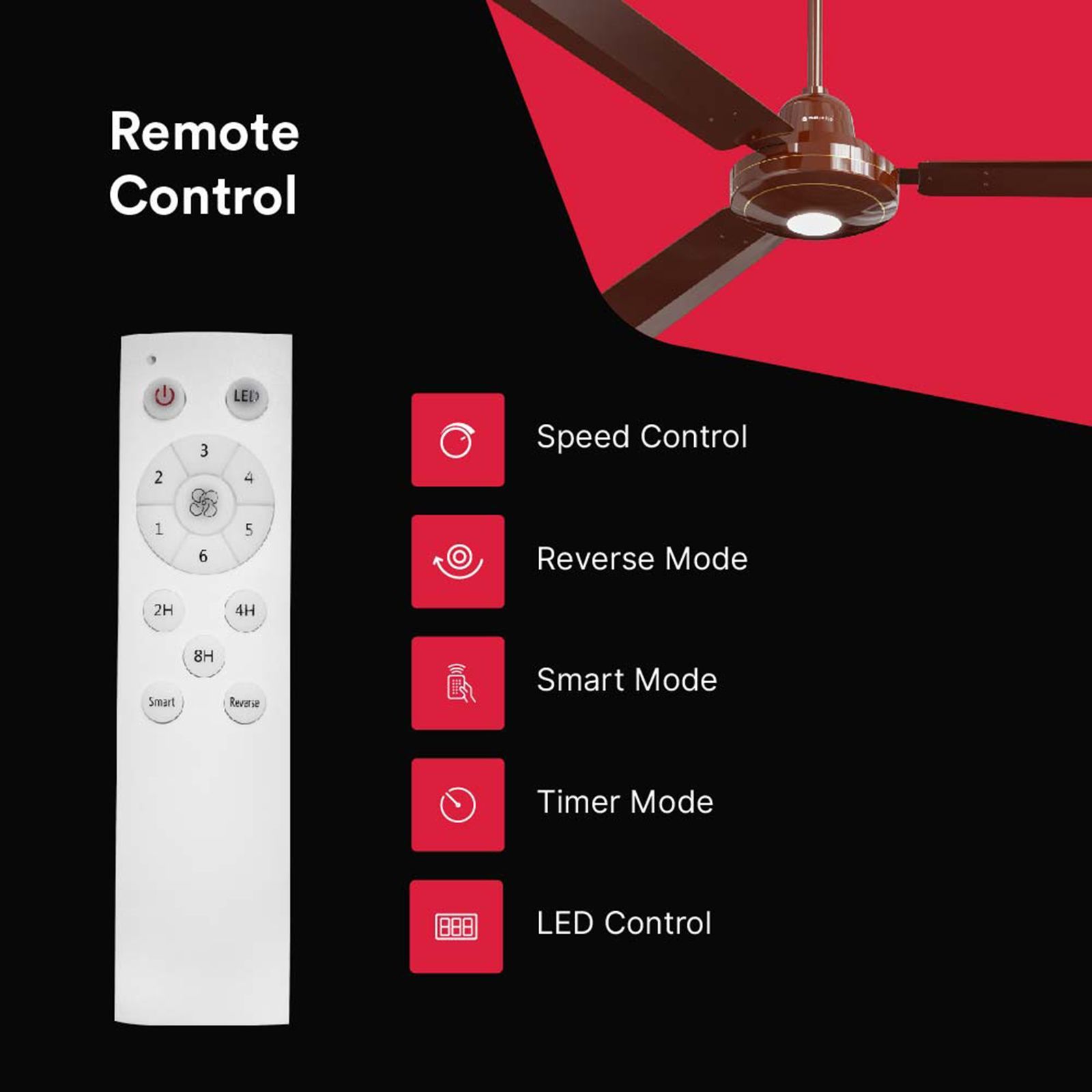 zunpulse Falco 5 Star 1200mm 3 Blade BLDC Motor Ceiling Fan with Remote (Inverter Technology, Brown)_10