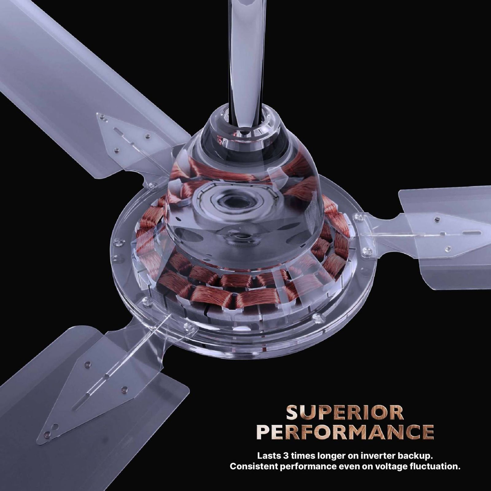 zunpulse Falco 5 Star 1200mm 3 Blade BLDC Motor Ceiling Fan with Remote (Inverter Technology, White)_10