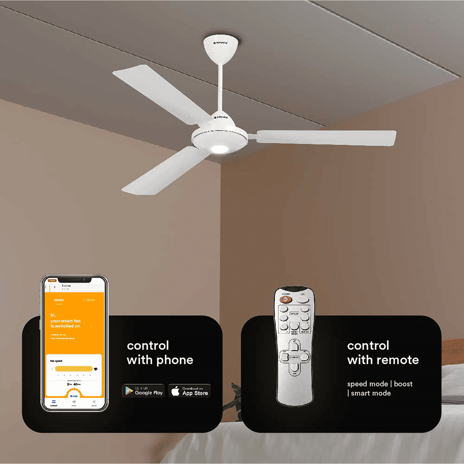 zunpulse 5 Star 1200mm 3 Blade BLDC Motor Smart Ceiling Fan with Remote (IoT Technology, White)_8