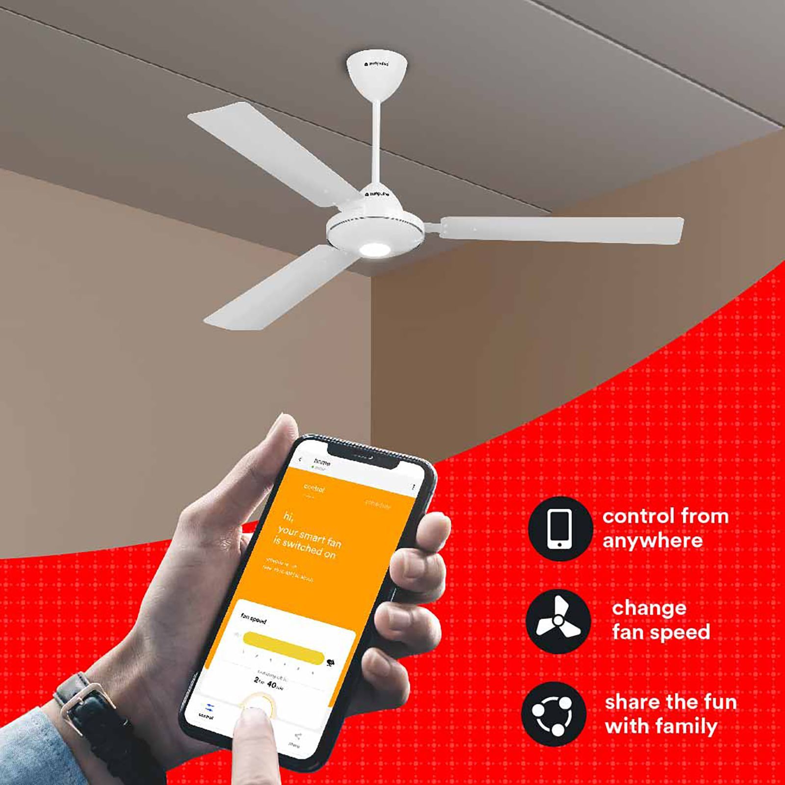 zunpulse 5 Star 1200mm 3 Blade BLDC Motor Smart Ceiling Fan with Remote (IoT Technology, White)_5
