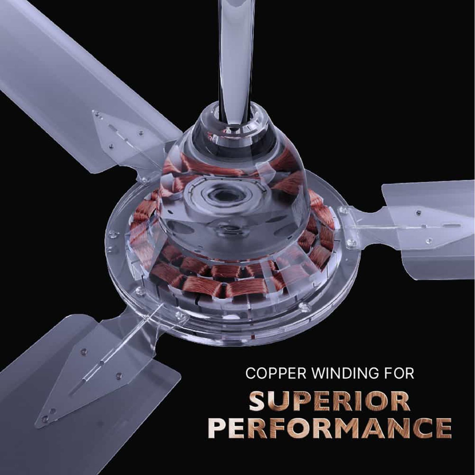 zunpulse Thundermax 1200mm 3 Blade Copper Motor Ceiling Fan (Low Power Consumption, Brown)_9