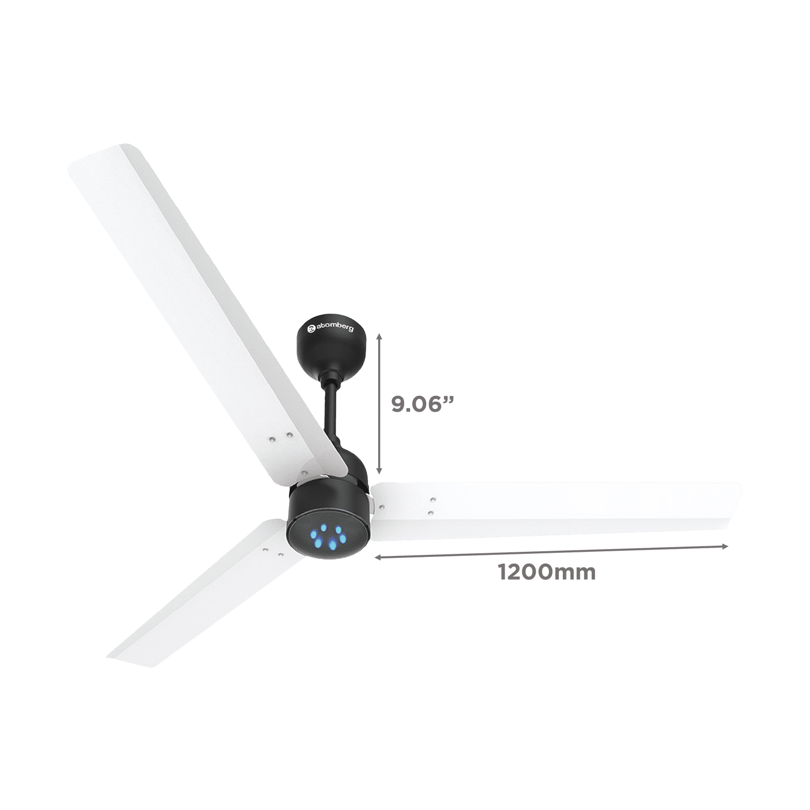 atomberg Renesa 5 Star 1200mm 3 Blade BLDC Motor Ceiling Fan with Remote (LED Speed Indicator, White & Black)_2