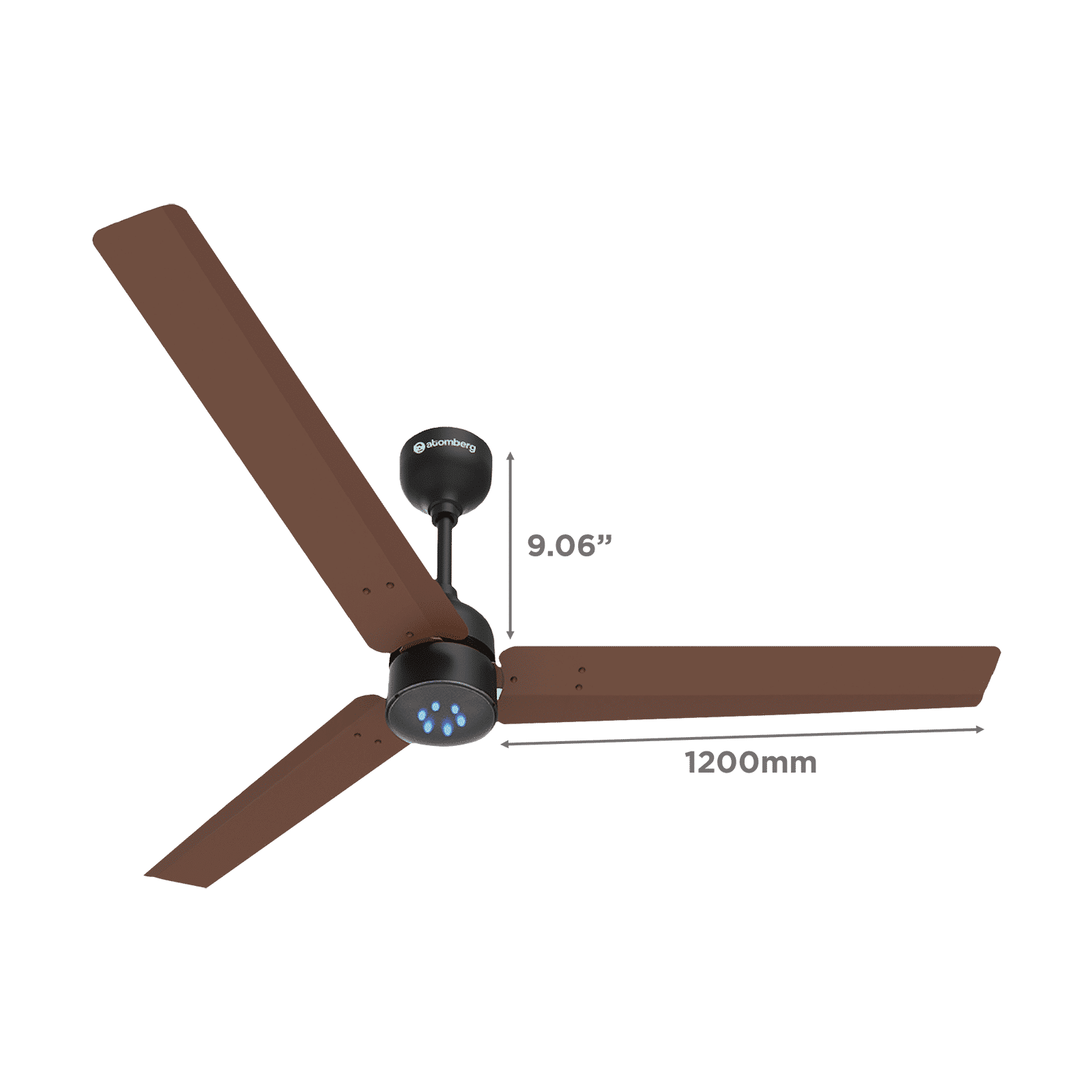atomberg Renesa 5 Star 1200mm 3 Blade BLDC Motor Ceiling Fan with Remote (LED Speed Indicator, Brown & Black)_2