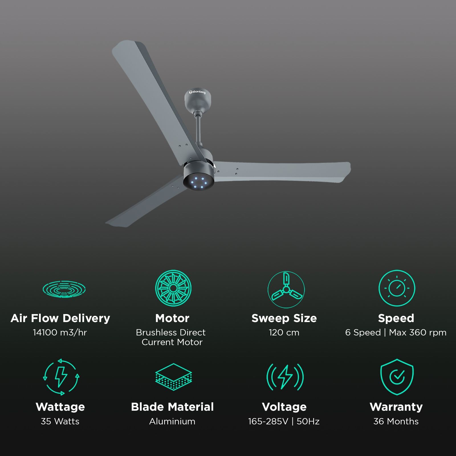 atomberg Renesa+ 5 Star 1200mm 3 Blade BLDC Motor Ceiling Fan with Remote (LED Indicator, Sand Grey) atomberg Renesa+ 5 Star 1200mm 3 Blade BLDC Motor Ceiling Fan with Remote (LED Indicator, Sand Grey)_3