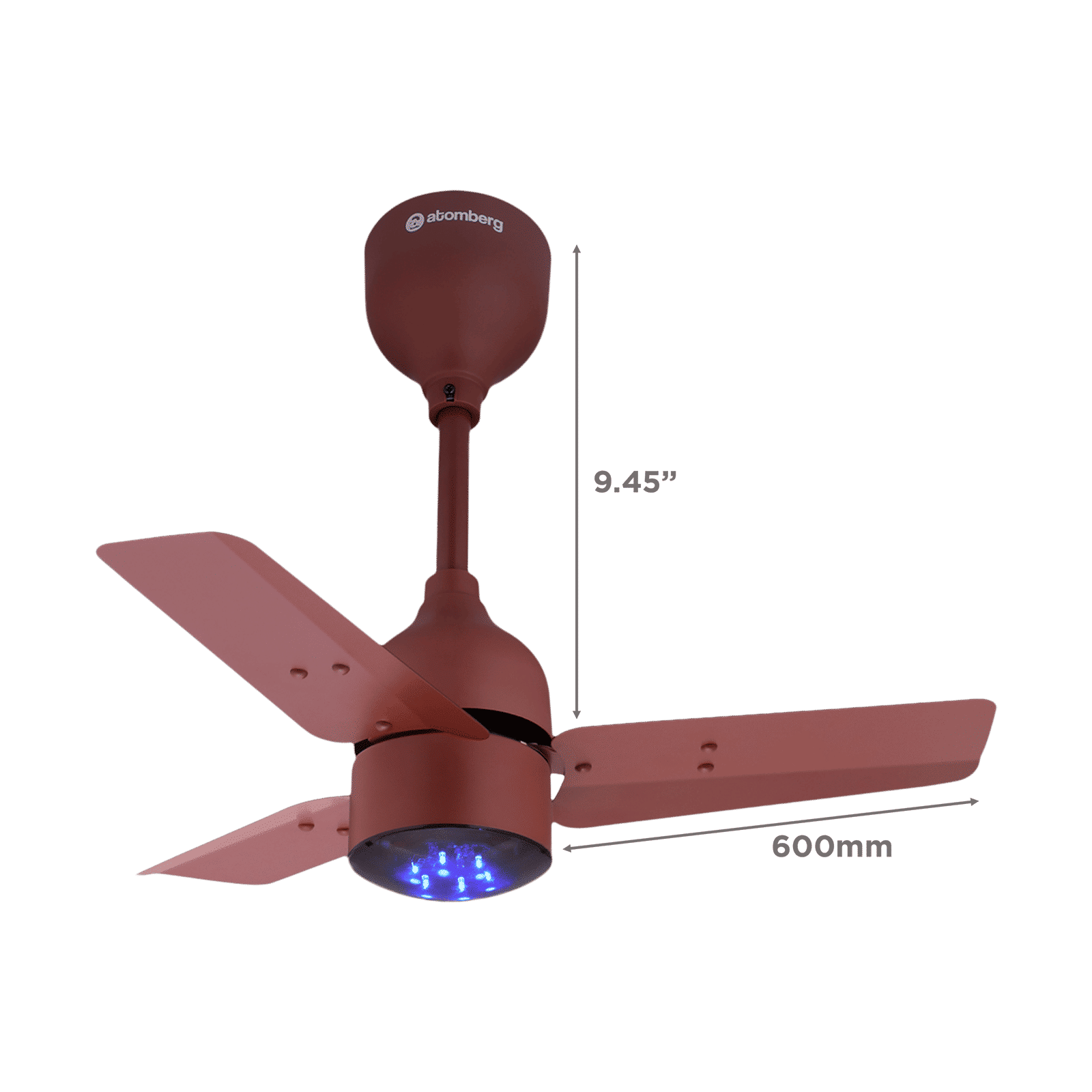 atomberg Renesa 5 Star 600mm 3 Blade BLDC Motor Ceiling Fan with Remote (LED Speed Indicator, Matt Brown)_2