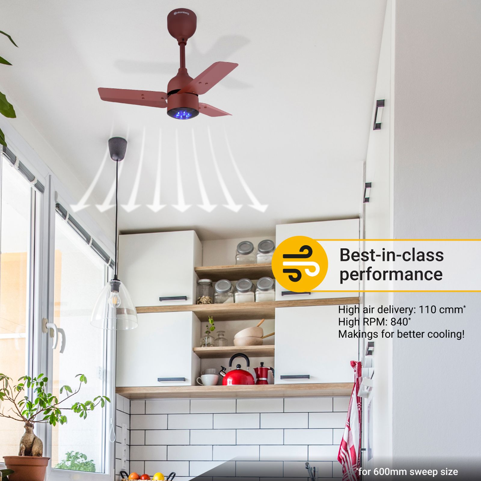 atomberg Renesa 5 Star 600mm 3 Blade BLDC Motor Ceiling Fan with Remote (LED Speed Indicator, Matt Brown)_5