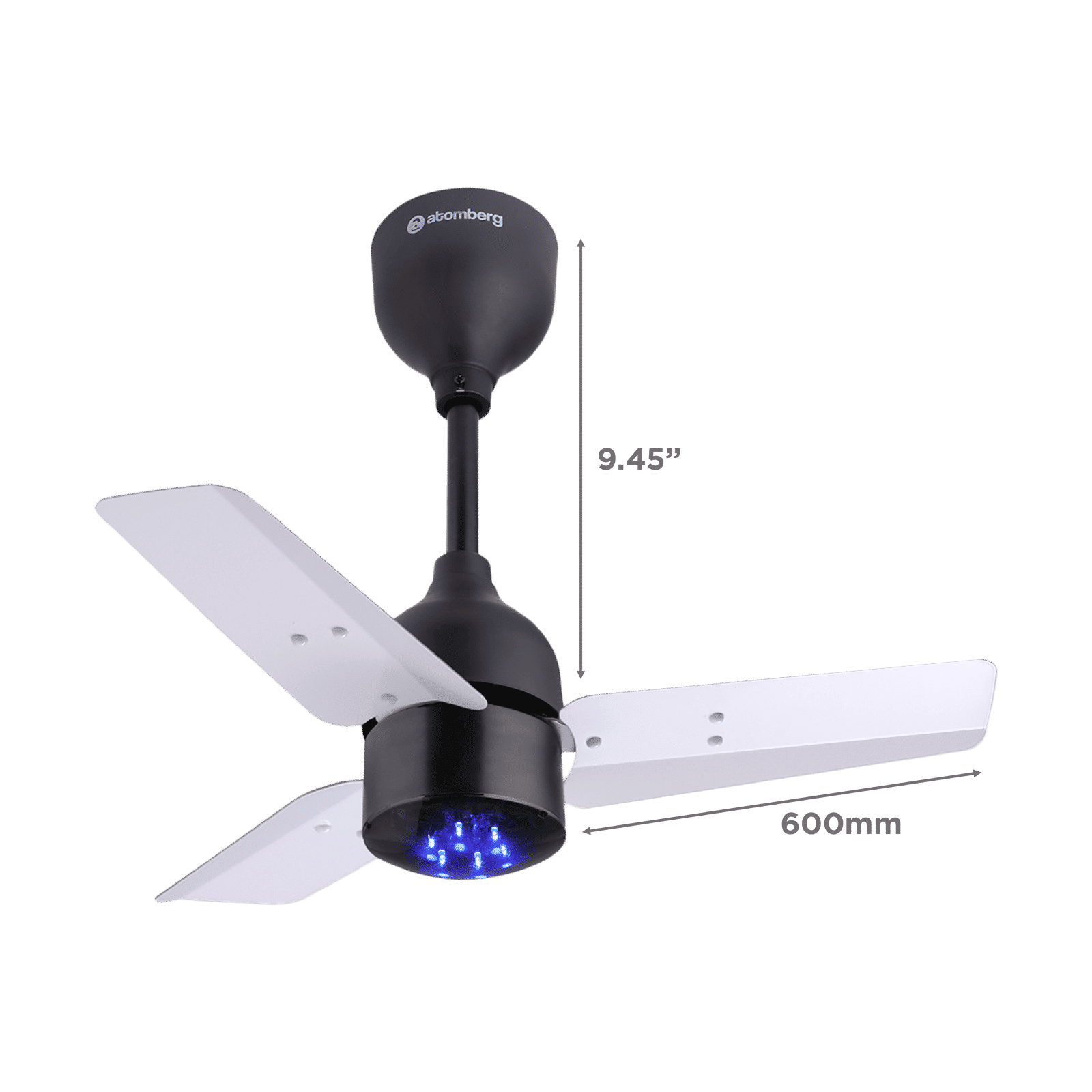 atomberg Renesa 5 Star 600mm 3 Blade BLDC Motor Ceiling Fan with Remote (LED Speed Indicator, White and Black)_2