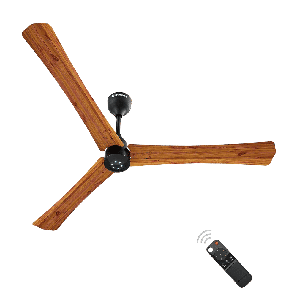 atomberg Renesa+ 5 Star 1400mm 3 Blade BLDC Motor Ceiling Fan with Remote (LED Indicator, Golden Oakwood)_1
