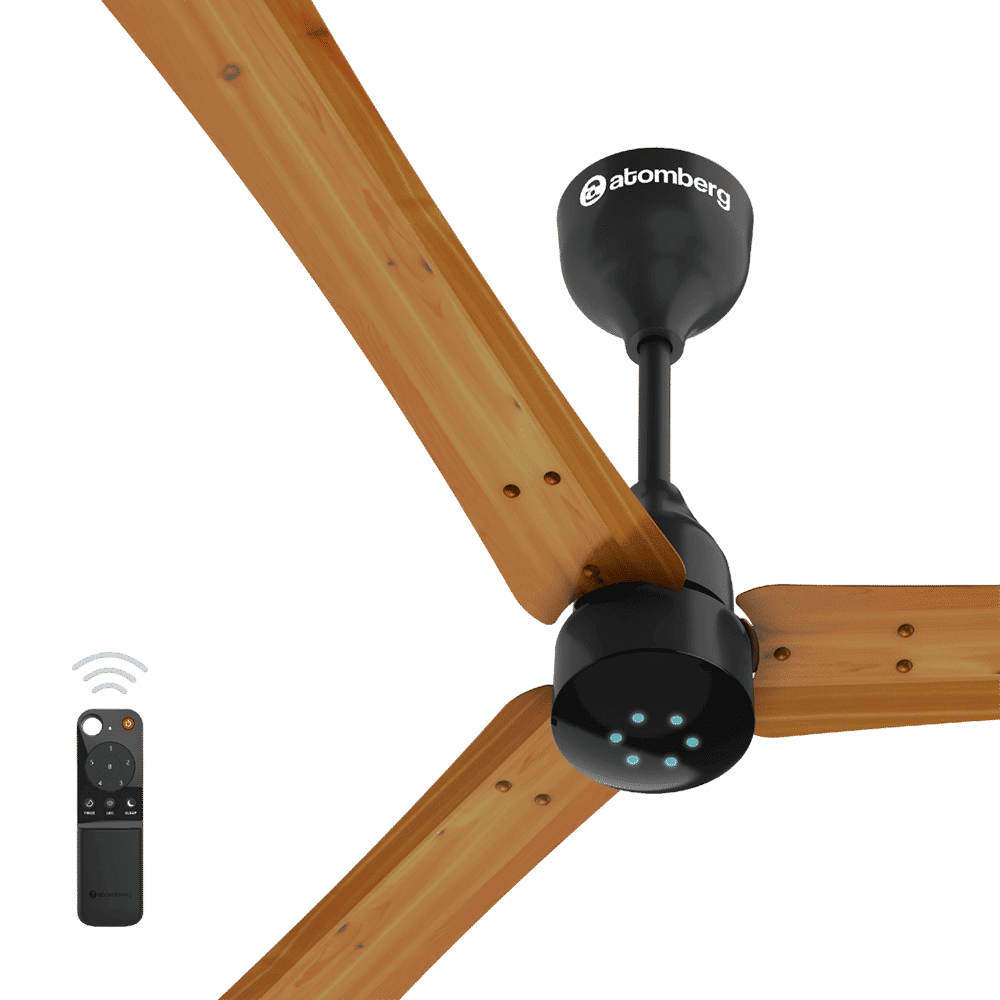 atomberg Renesa+ 5 Star 1400mm 3 Blade BLDC Motor Ceiling Fan with Remote (LED Indicator, Golden Oakwood)_8