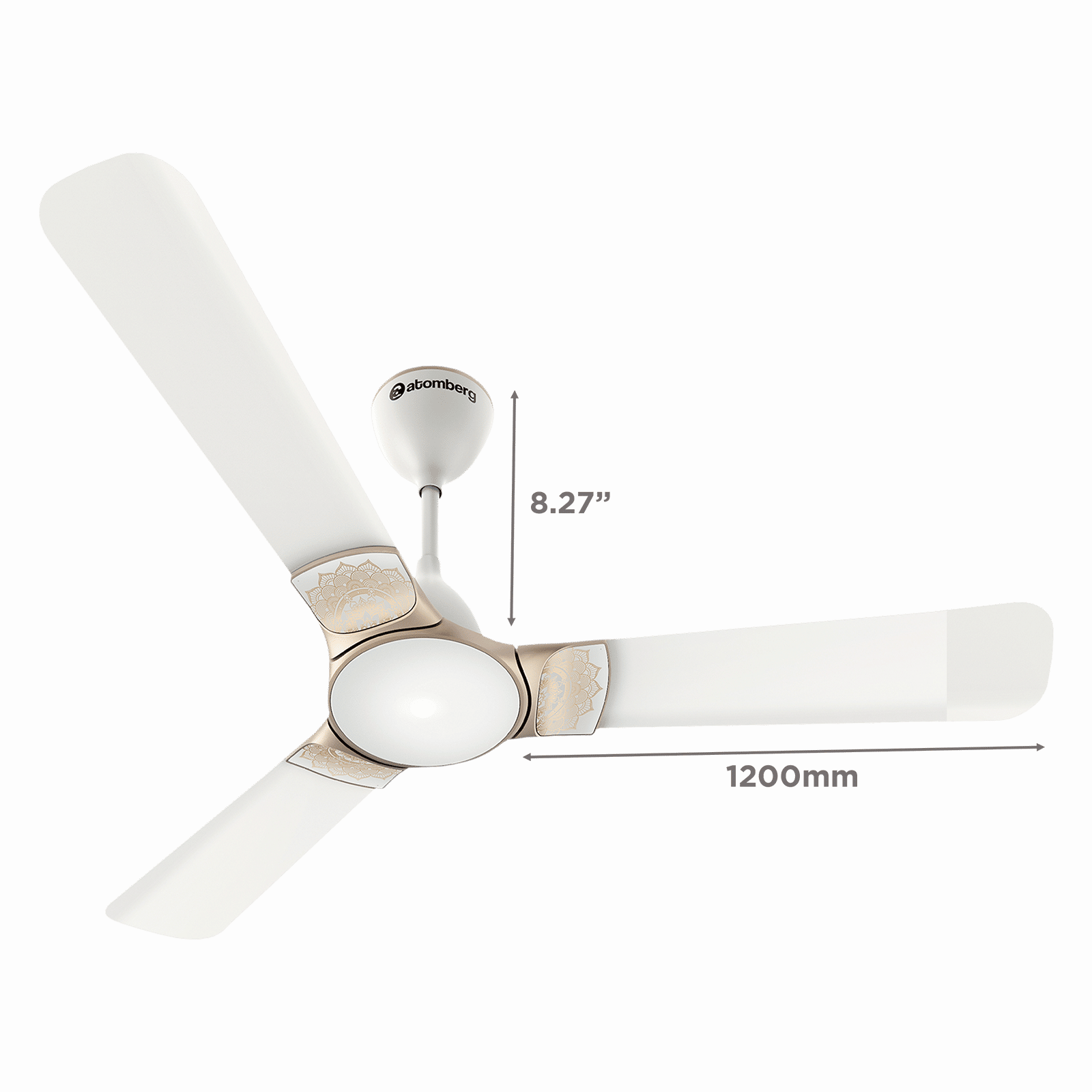 atomberg Erica 5 Star 1200mm 3 Blade BLDC Motor Ceiling Fan with Remote (LED Indicator, Snow White)_2