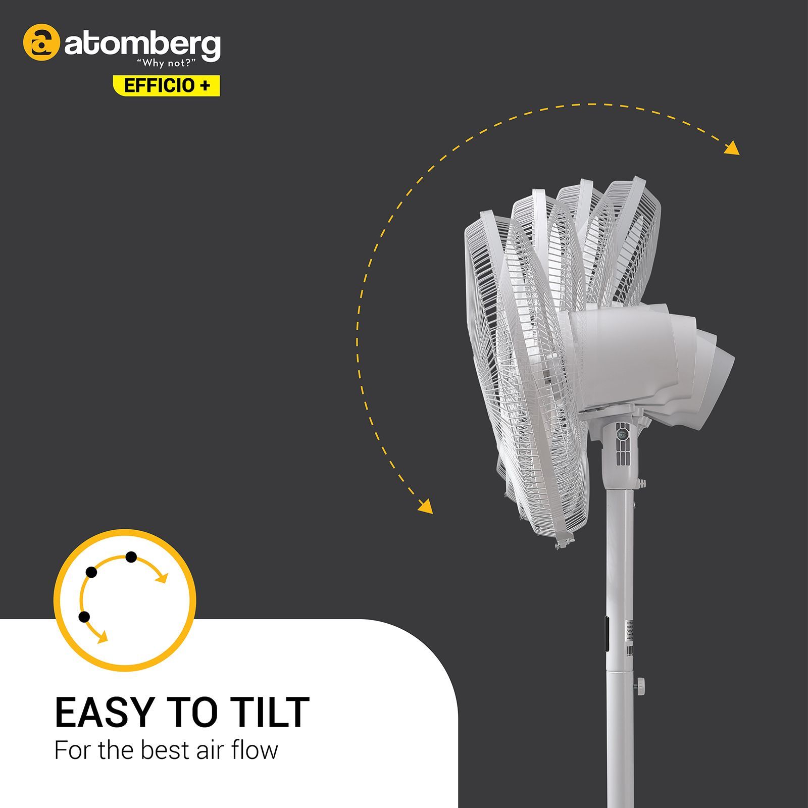 atomberg Efficio+ 5 Star 400mm 3 Blade BLDC Motor Pedestal Fan with Remote (Easy To Tilt, White)_4