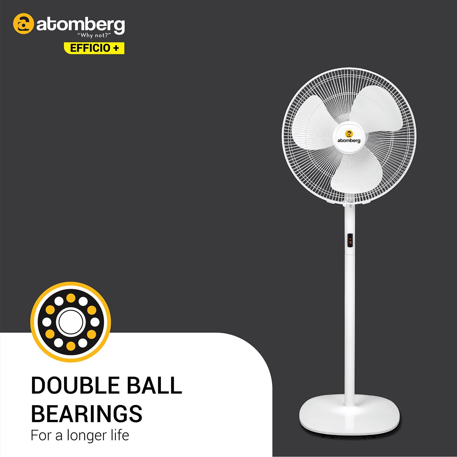 atomberg Efficio+ 5 Star 400mm 3 Blade BLDC Motor Pedestal Fan with Remote (Easy To Tilt, White)_8