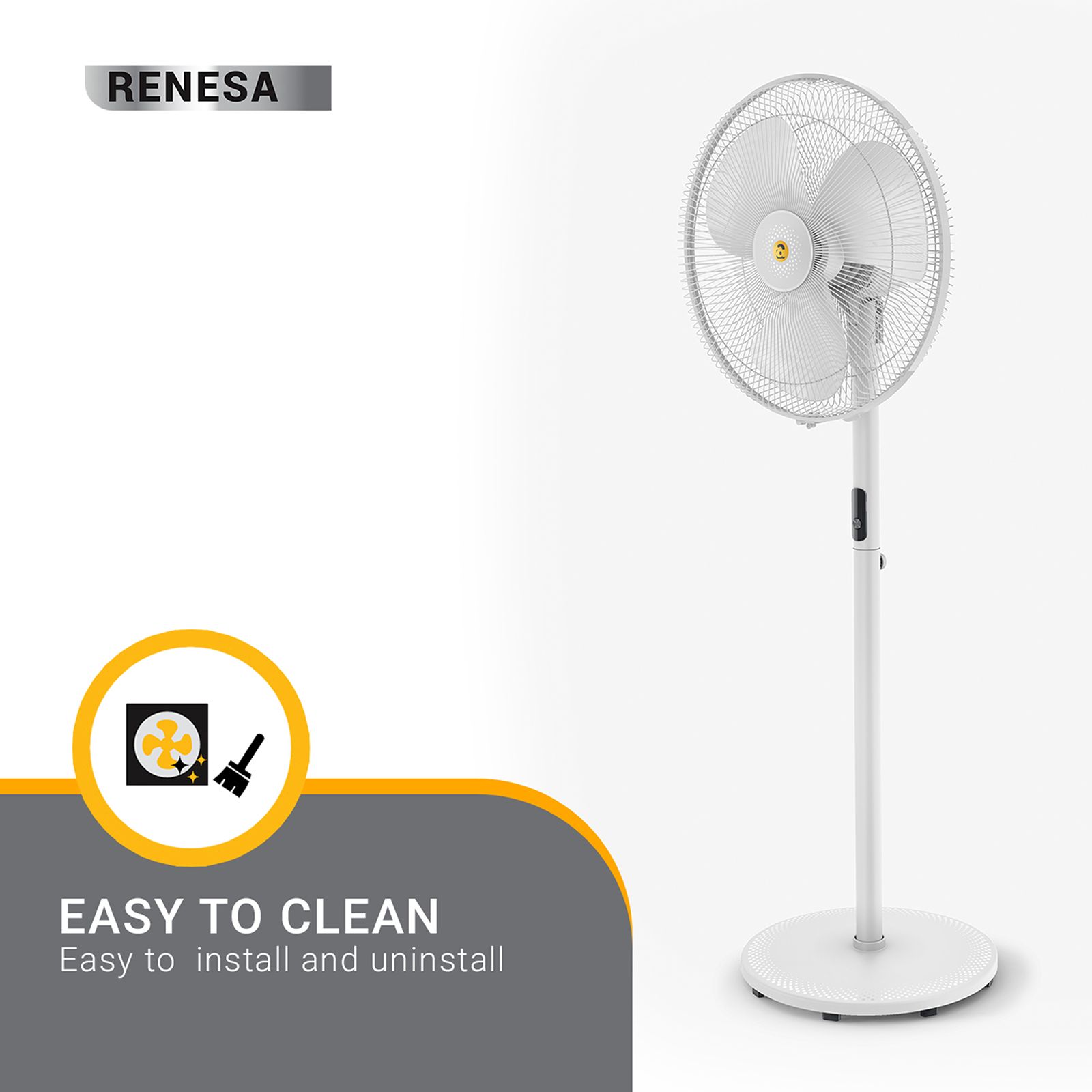 atomberg Renesa 5 Star 400mm 3 Blade BLDC Motor Pedestal Fan with Remote (Oscillation Function, White)_14