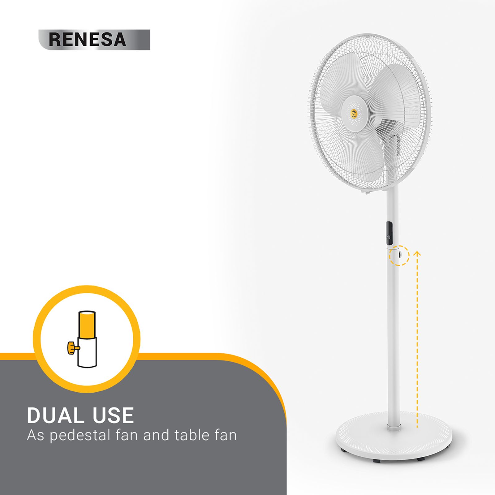 atomberg Renesa 5 Star 400mm 3 Blade BLDC Motor Pedestal Fan with Remote (Oscillation Function, White)_15