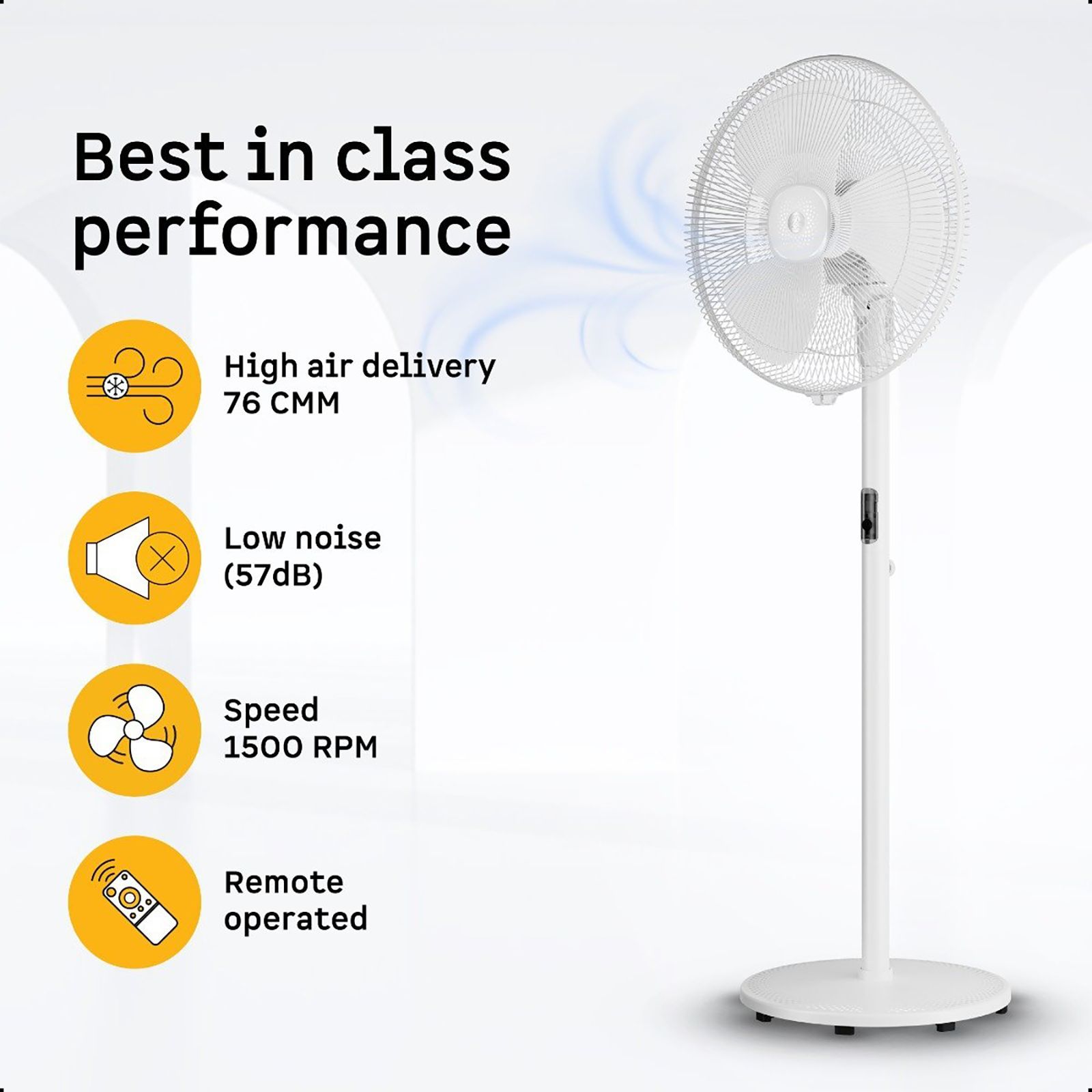 atomberg Renesa 5 Star 400mm 3 Blade BLDC Motor Pedestal Fan with Remote (Oscillation Function, White)_5