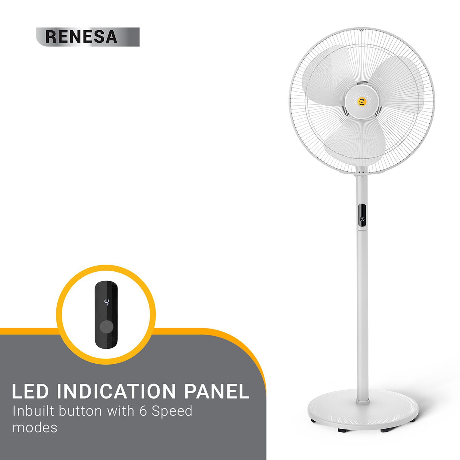 atomberg Renesa 5 Star 400mm 3 Blade BLDC Motor Pedestal Fan with Remote (Oscillation Function, White)_8