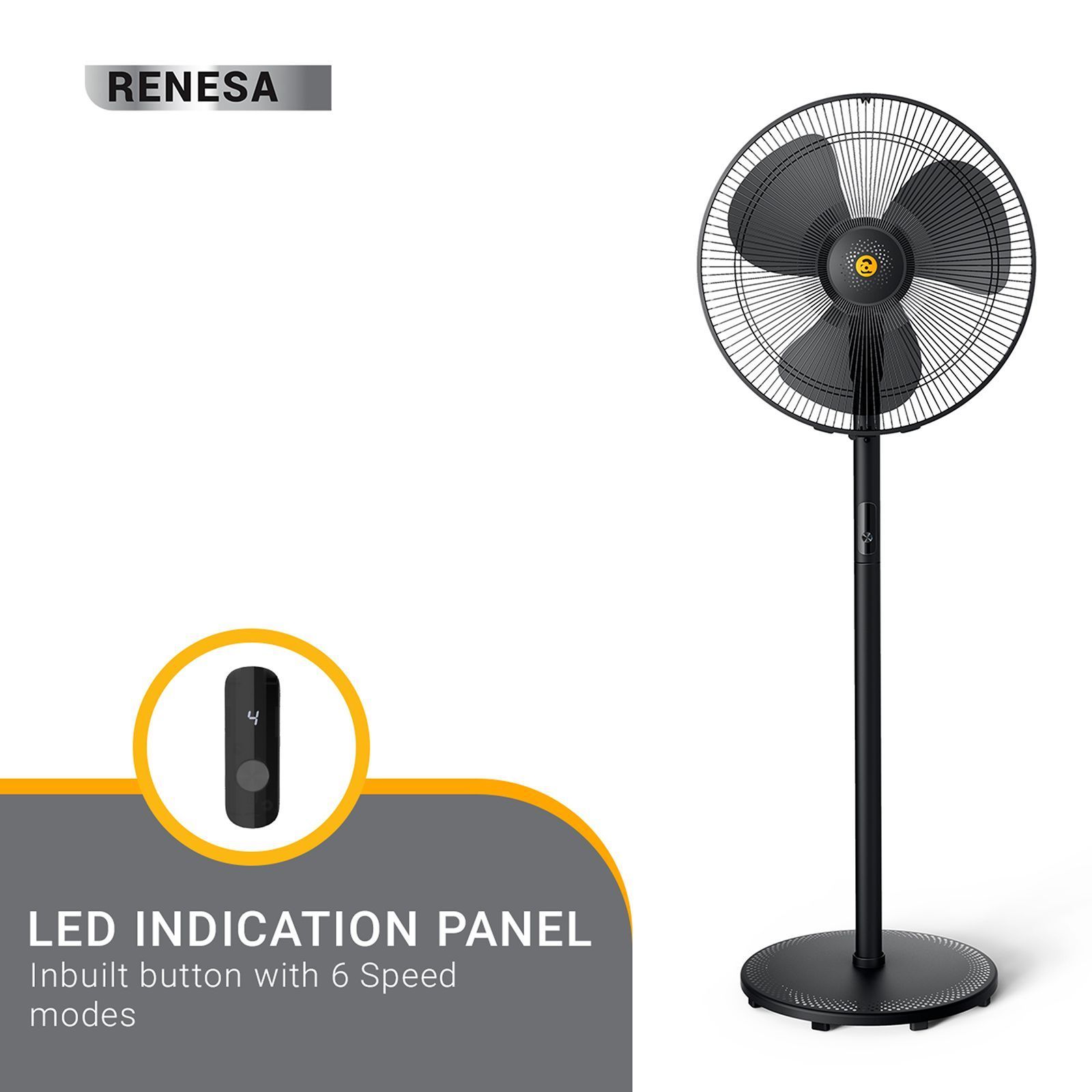 atomberg Renesa 5 Star 400mm 3 Blade BLDC Motor Pedestal Fan with Remote (Oscillation Function, Black)_10