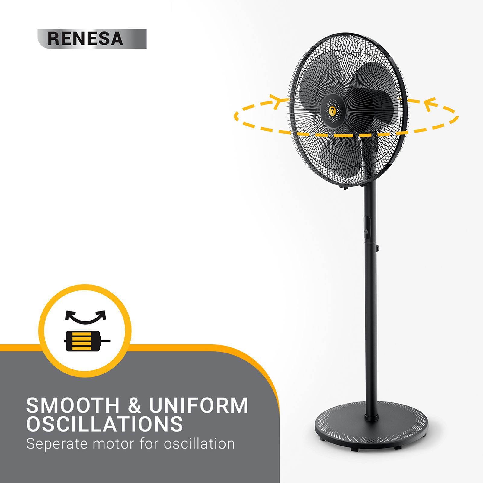 atomberg Renesa 5 Star 400mm 3 Blade BLDC Motor Pedestal Fan with Remote (Oscillation Function, Black)_12