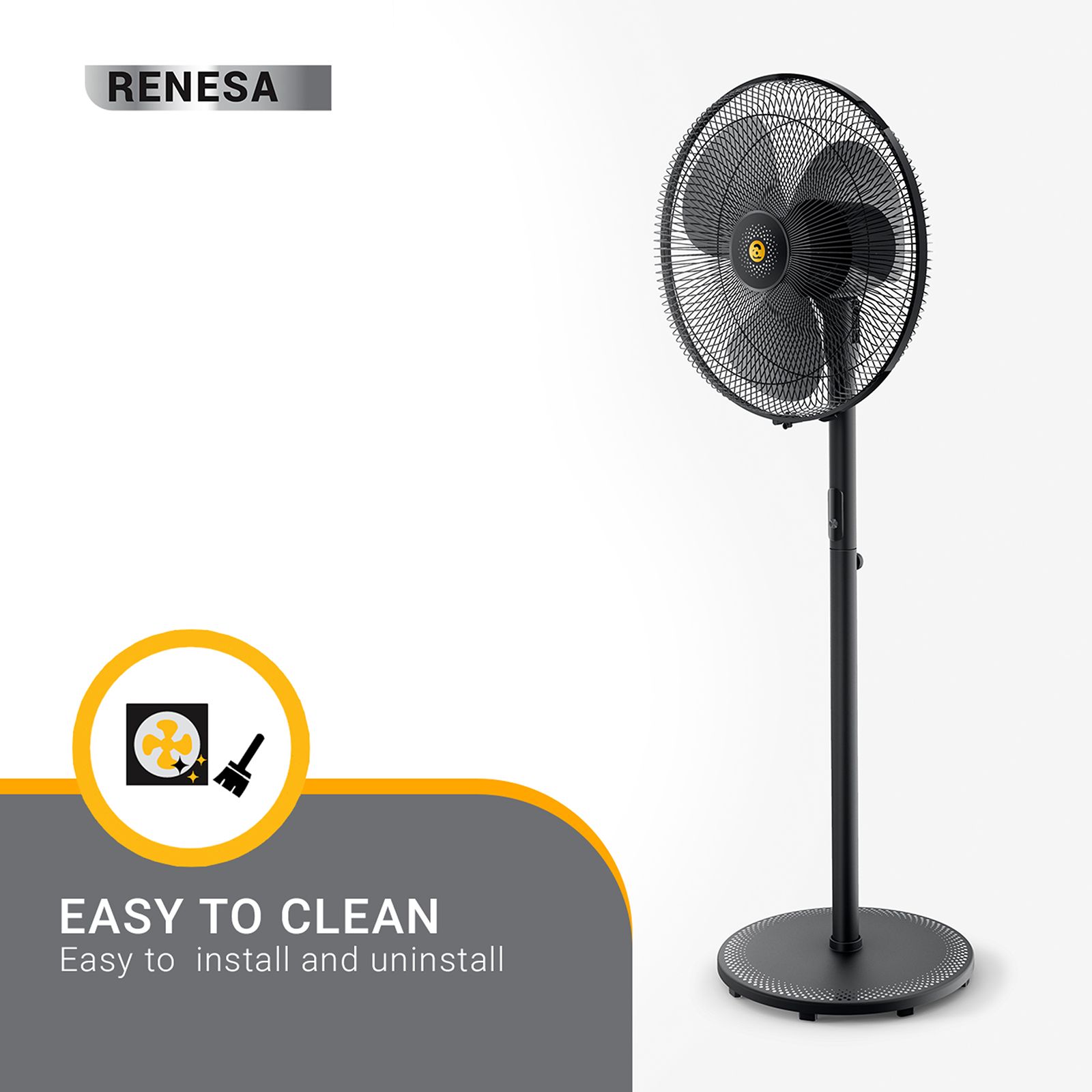 atomberg Renesa 5 Star 400mm 3 Blade BLDC Motor Pedestal Fan with Remote (Oscillation Function, Black)_13