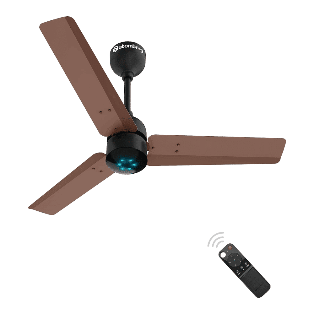 atomberg Renesa 5 Star 900mm 3 Blade BLDC Motor Ceiling Fan with Remote (LED Indicator, Brown & Black)_1