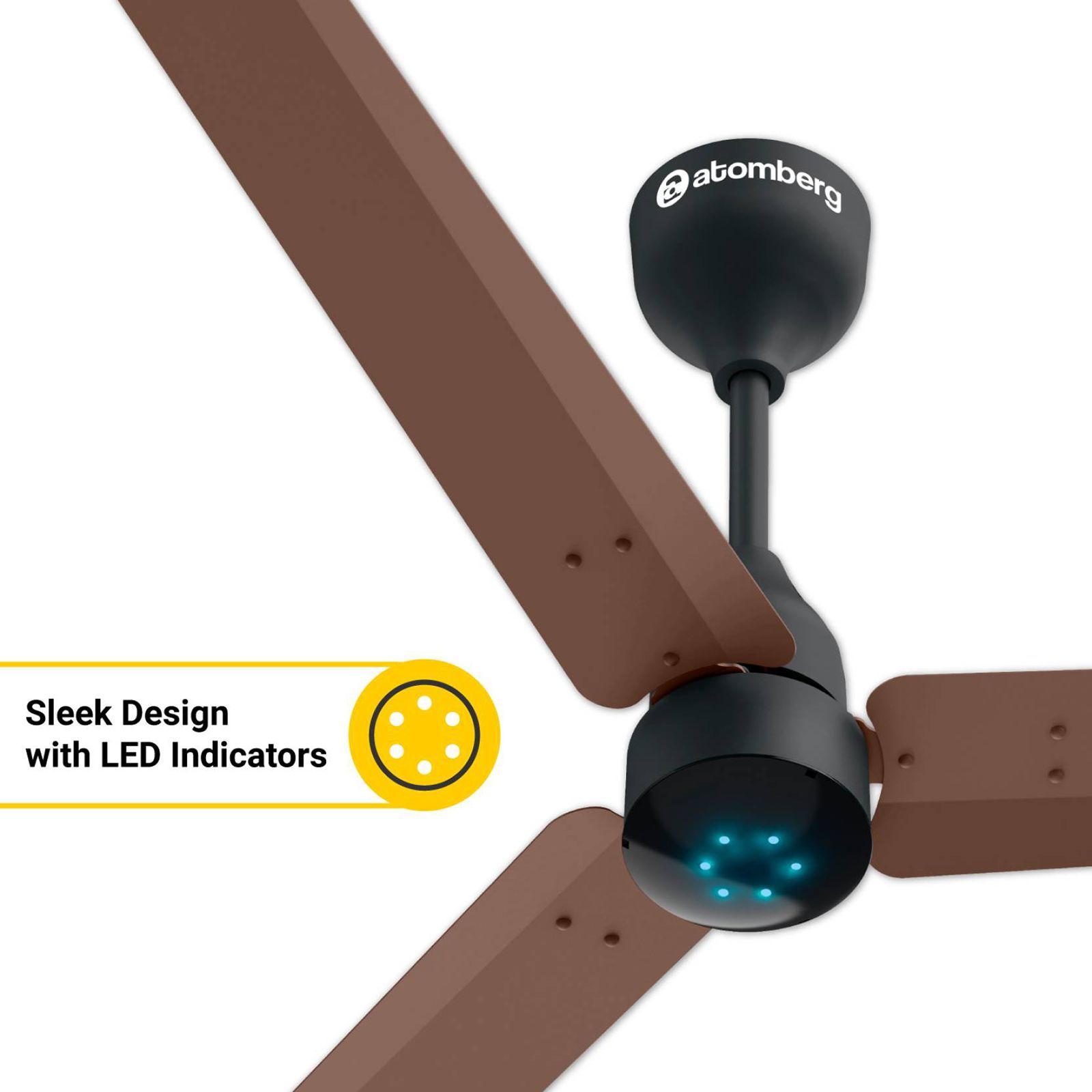 atomberg Renesa 5 Star 900mm 3 Blade BLDC Motor Ceiling Fan with Remote (LED Indicator, Brown & Black)_9