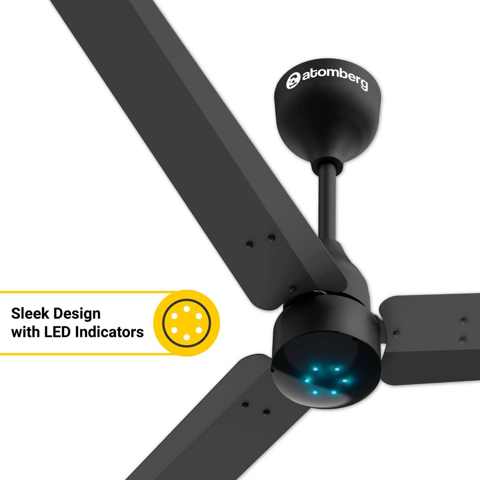atomberg Renesa 5 Star 900mm 3 Blade BLDC Motor Ceiling Fan with Remote (LED Indicator, Matt Black)_9