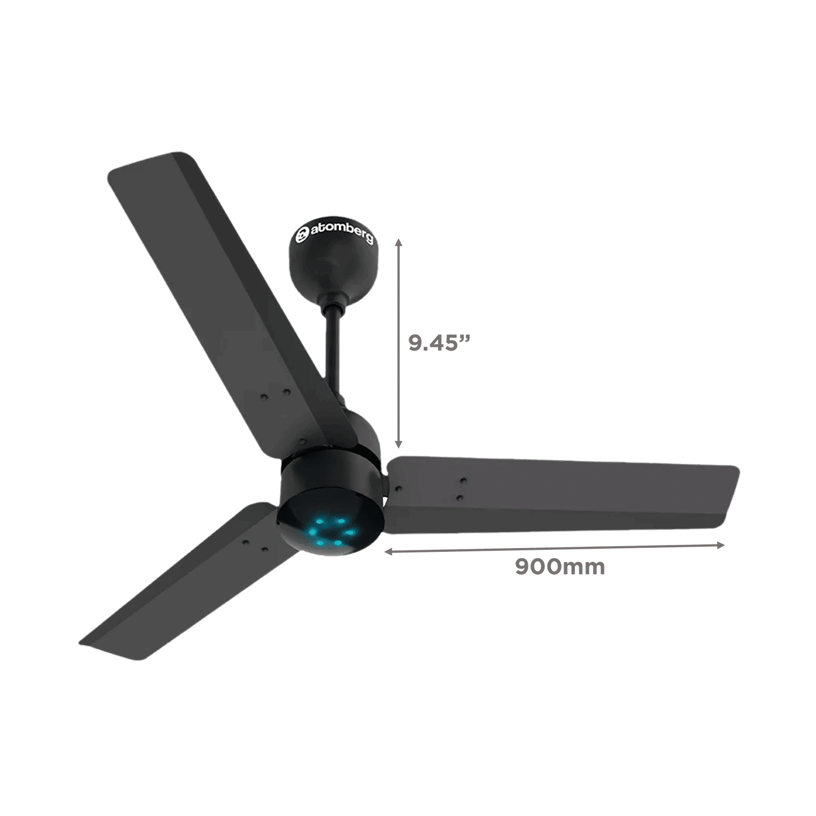 atomberg Renesa 5 Star 900mm 3 Blade BLDC Motor Ceiling Fan with Remote (LED Indicator, Matt Black)_2