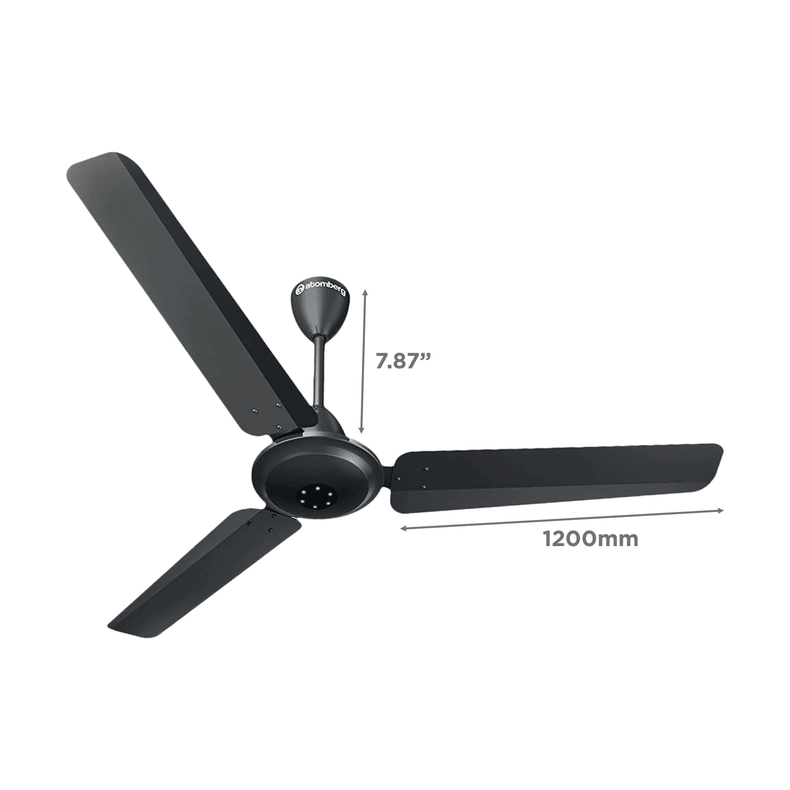 atomberg Ikano 5 Star 1200mm 3 Blade BLDC Motor Ceiling Fan with Remote (LED Speed Indicator, Gloss Black)_2