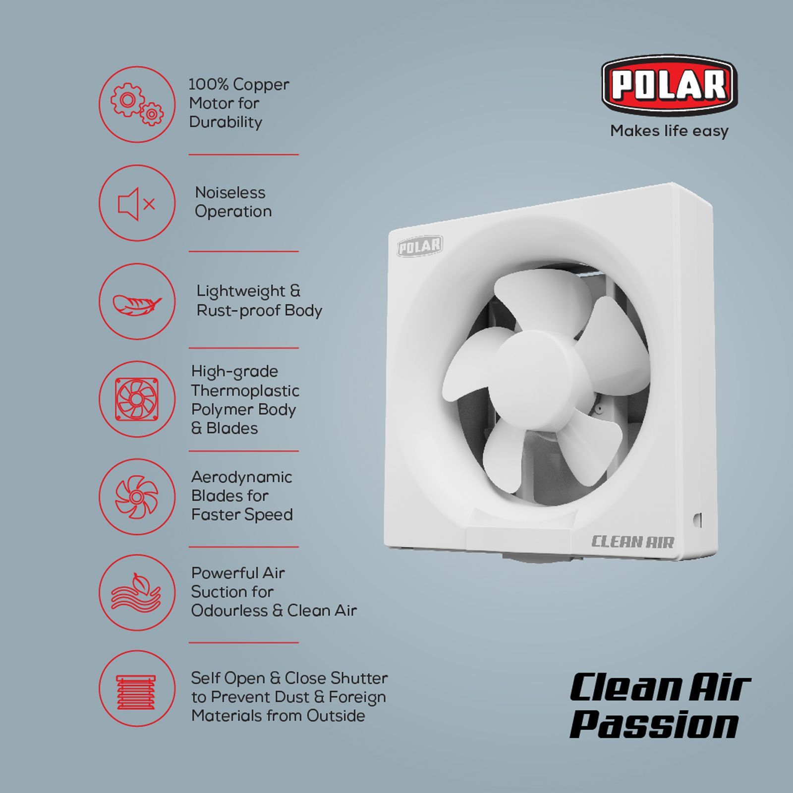 POLAR Clean Air Passion 150mm Exhaust Fan (Noiseless Operation, White)_5