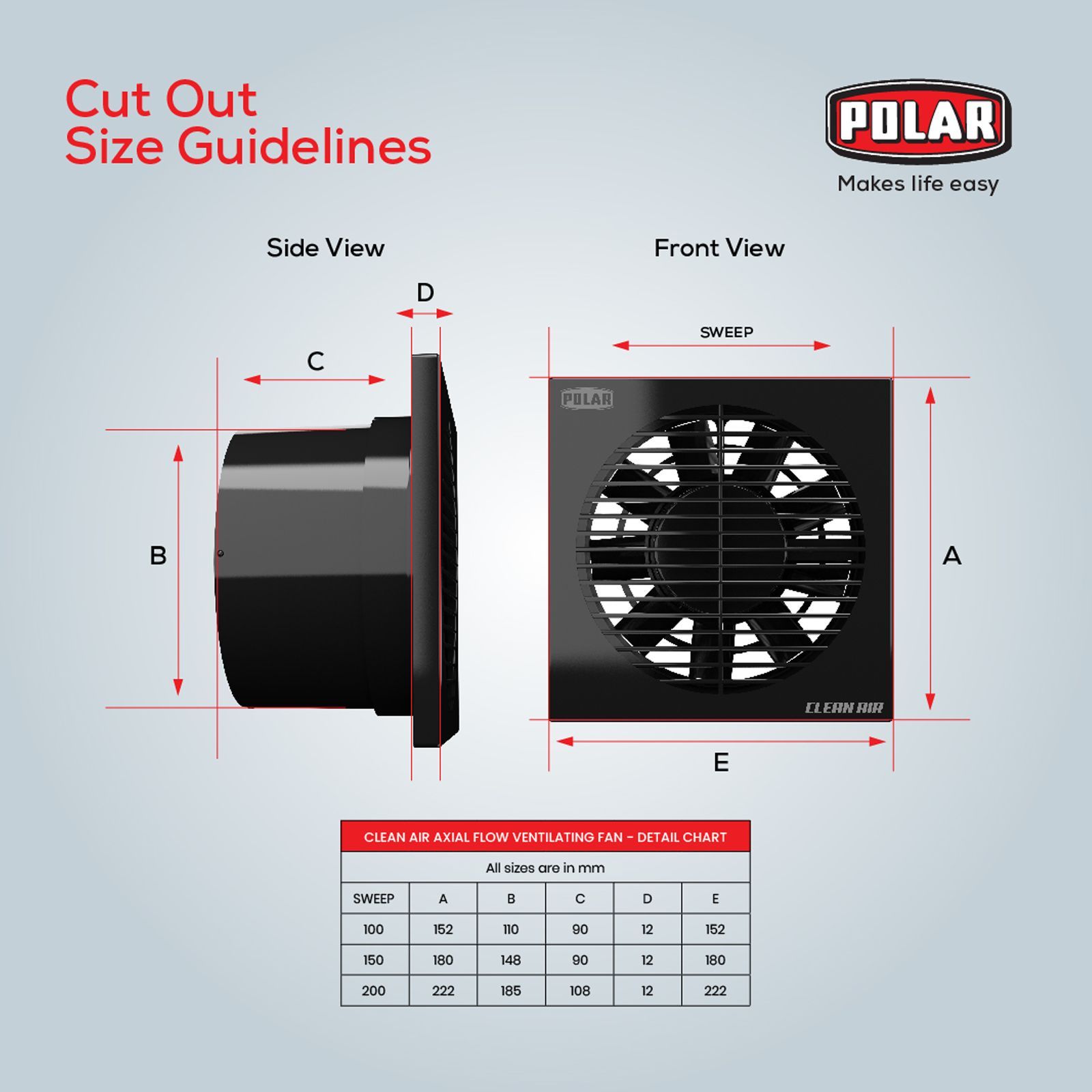 POLAR Clean Air Passion Axial 150mm Exhaust Fan (Silent Operation, Black)_6