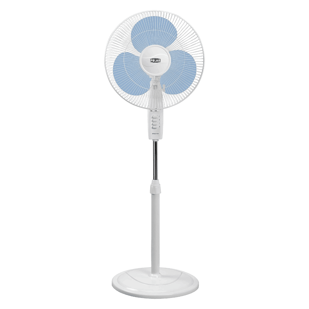 POLAR Annexer 400mm 3 Blade Thermal Overload Protector Pedestal Fan (Jerk Free Oscillation, White & Blue)_8