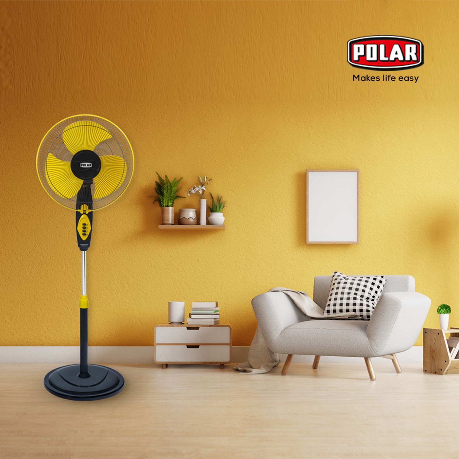 POLAR Conquest 1 Star 400mm 3 Blade Copper Motor Pedestal Fan (Auto Thermal Overload Protection, Yellow & Black) POLAR Conquest 1 Star 400mm 3 Blade Copper Motor Pedestal Fan (Auto Thermal Overload Protection, Yellow & Black)_7