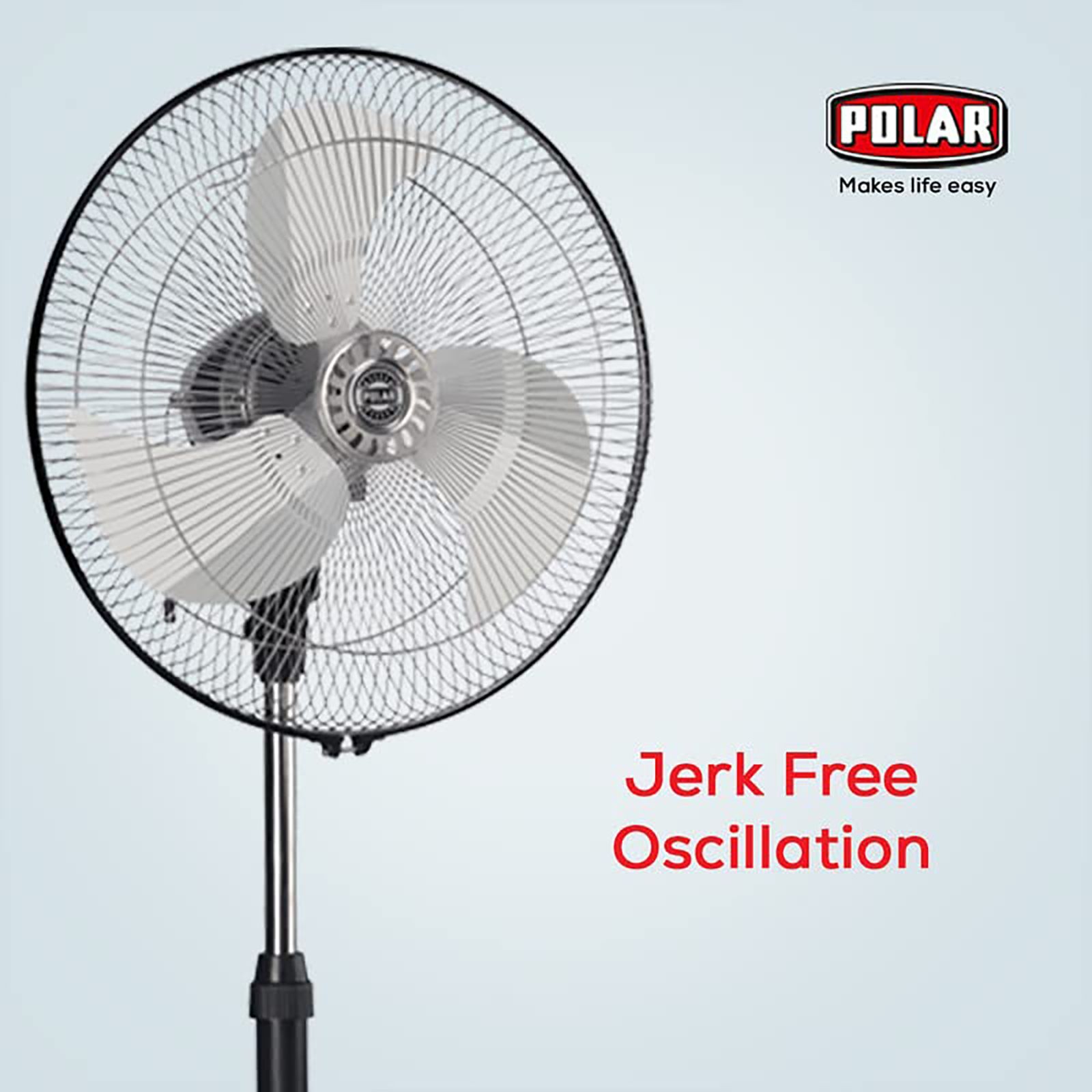 POLAR Blustery OSC 450mm 3 Blade Jerk Free Oscillation Pedestal Fan (Auto Thermal Overload Protection, Black)_6