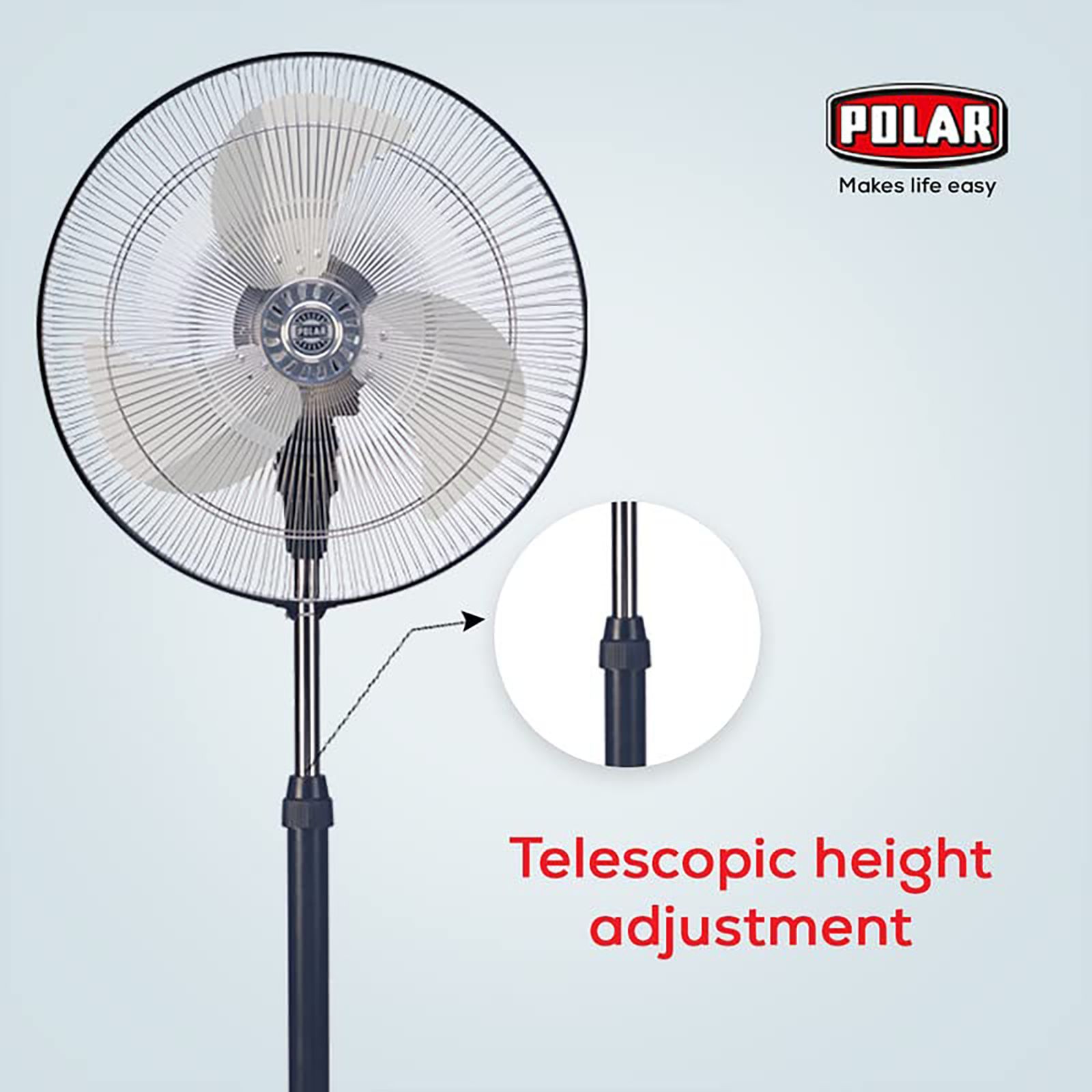 POLAR Blustery OSC 450mm 3 Blade Jerk Free Oscillation Pedestal Fan (Auto Thermal Overload Protection, Black)_4