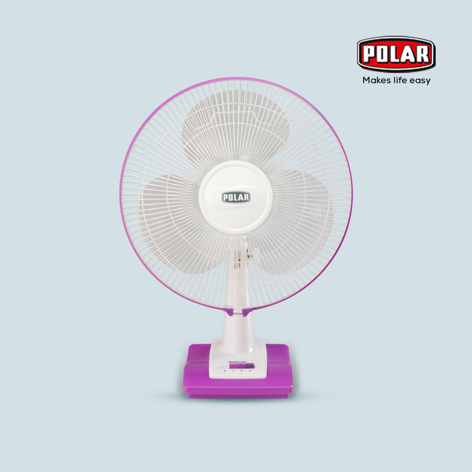 POLAR Annexer 400mm 3 Blade Thermal Overload Protector Table Fan (Silent Operation, White & Mauve) POLAR Annexer 400mm 3 Blade Thermal Overload Protector Table Fan (Silent Operation, White & Mauve)_7