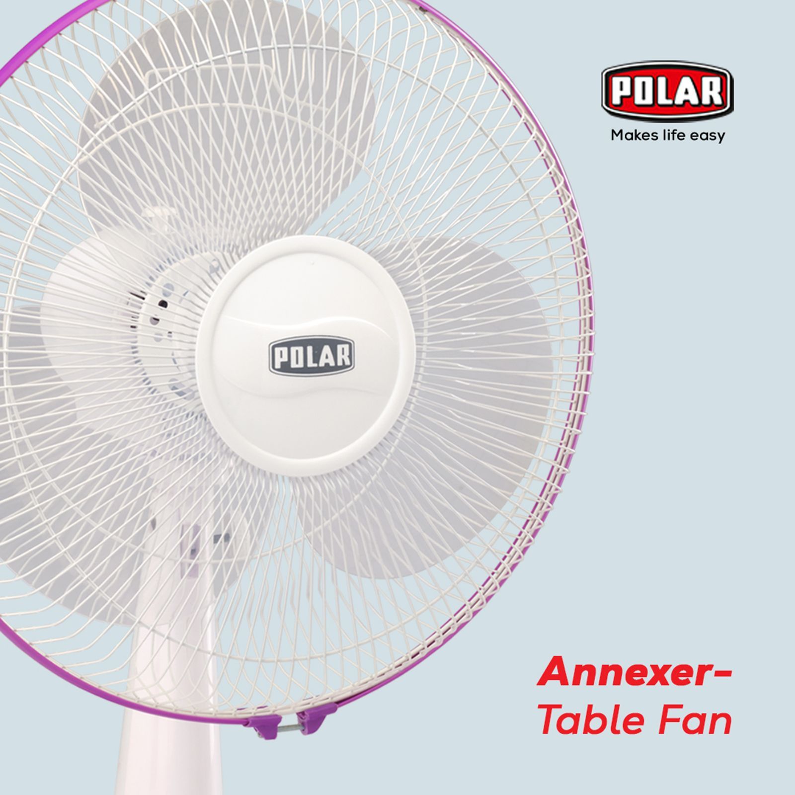 POLAR Annexer 400mm 3 Blade Thermal Overload Protector Table Fan (Silent Operation, White & Mauve) POLAR Annexer 400mm 3 Blade Thermal Overload Protector Table Fan (Silent Operation, White & Mauve)_8