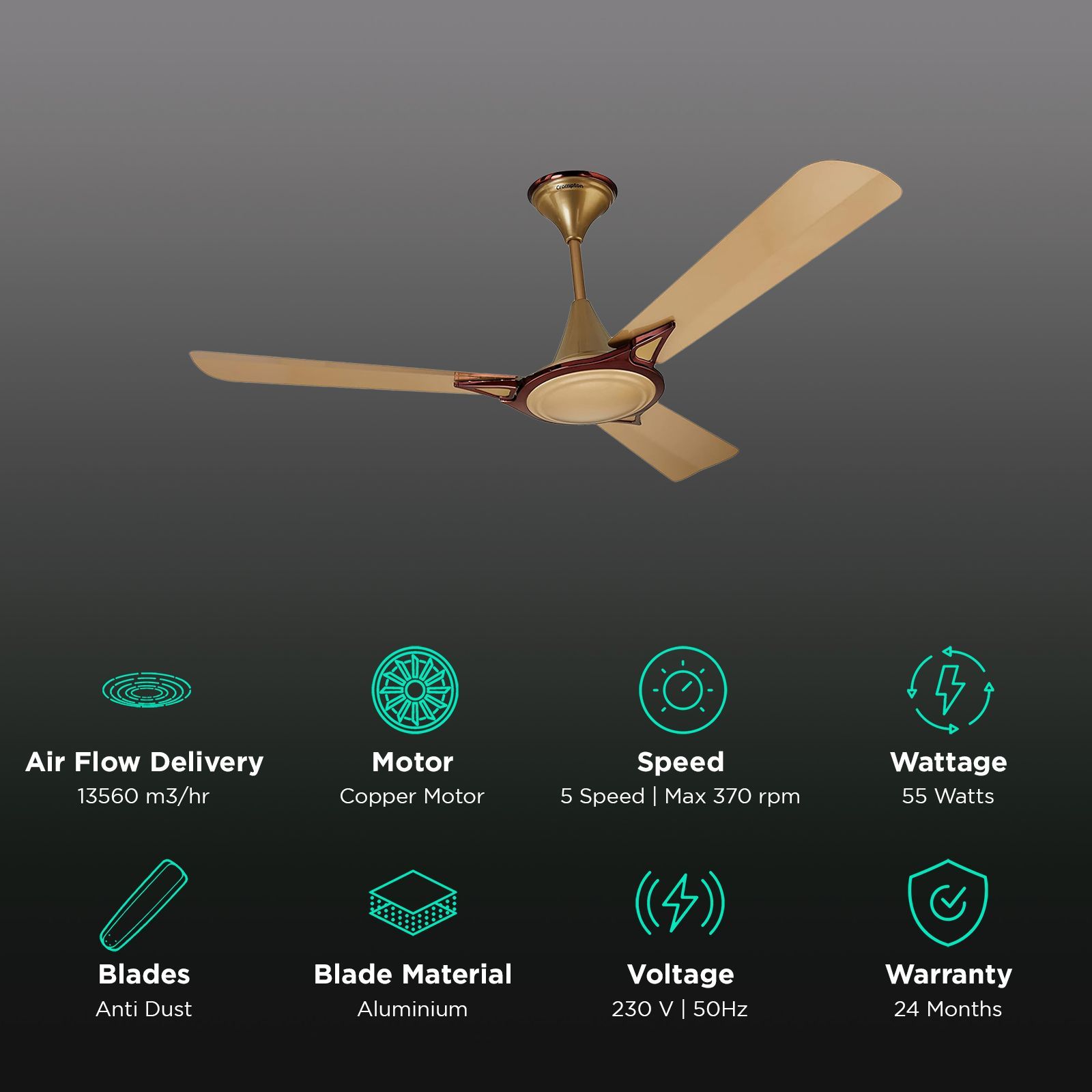 Crompton Premion Avancer Prime 1 Star 1200mm 3 Blade Anti Dust Ceiling Fan (High Velocity, Coco Gold) Crompton Premion Avancer Prime 1 Star 1200mm 3 Blade Anti Dust Ceiling Fan (High Velocity, Coco Gold)_3