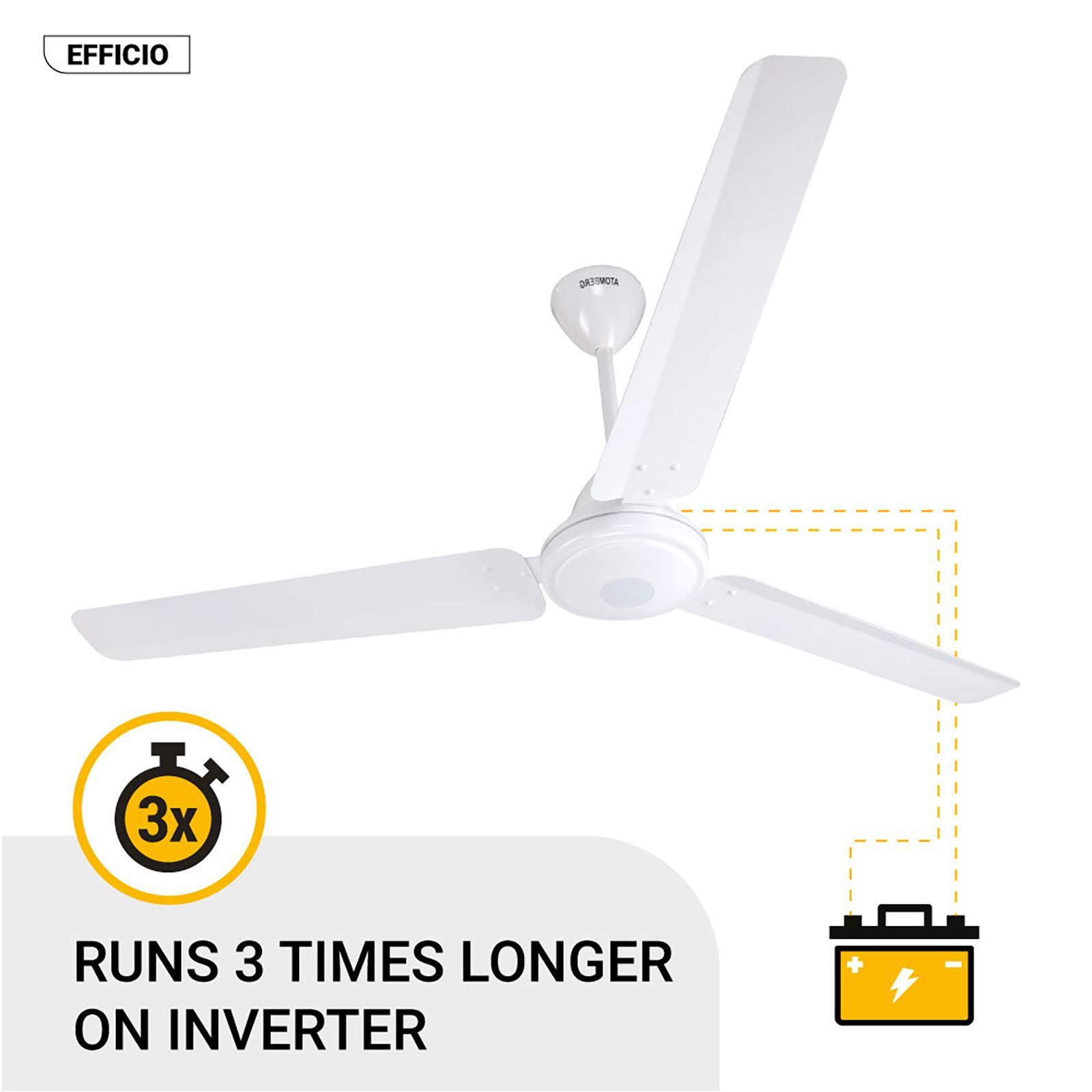 atomberg Efficio 5 Star 1400mm 3 Blade BLDC Motor Ceiling Fan with Remote (LED Indicator, White)_9