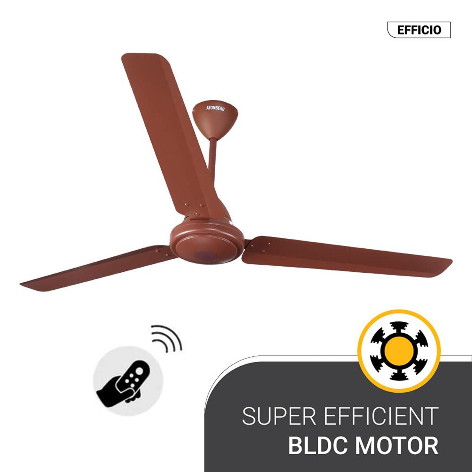 atomberg Efficio 5 Star 1400mm 3 Blade BLDC Motor Ceiling Fan with Remote (LED Indicator, Matt Brown)_13