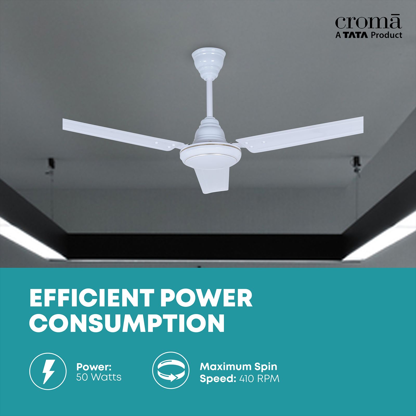 Croma ECO 1200mm 3 Blade Copper Motor Ceiling Fan (Inverter Technology, White) Croma ECO 1200mm 3 Blade Copper Motor Ceiling Fan (Inverter Technology, White)_8