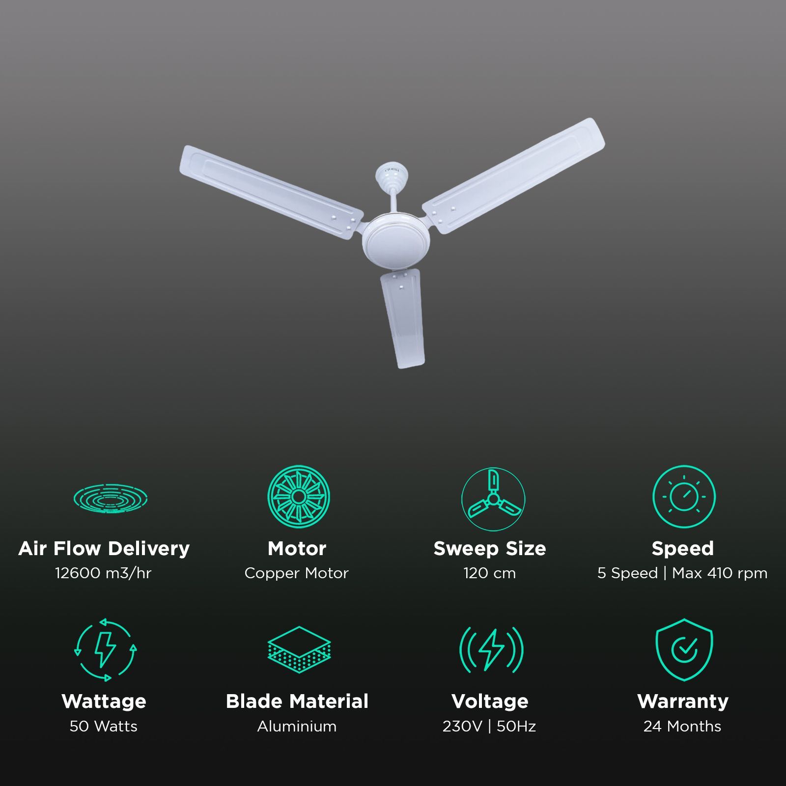 Croma ECO 1200mm 3 Blade Copper Motor Ceiling Fan (Inverter Technology, White) Croma ECO 1200mm 3 Blade Copper Motor Ceiling Fan (Inverter Technology, White)_3