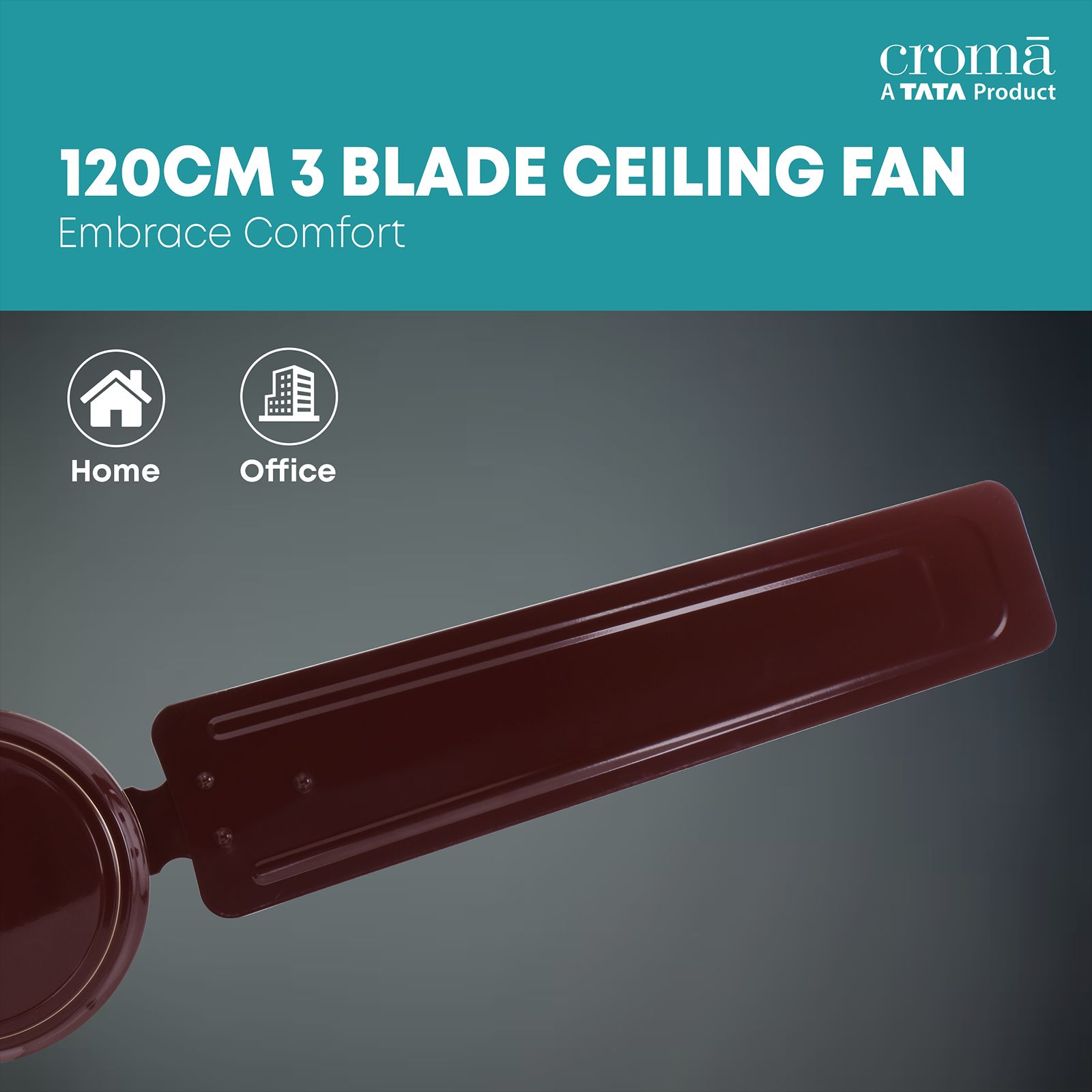 Croma ECO 1200mm 3 Blade Copper Motor Ceiling Fan (Inverter Technology, Brown)_7