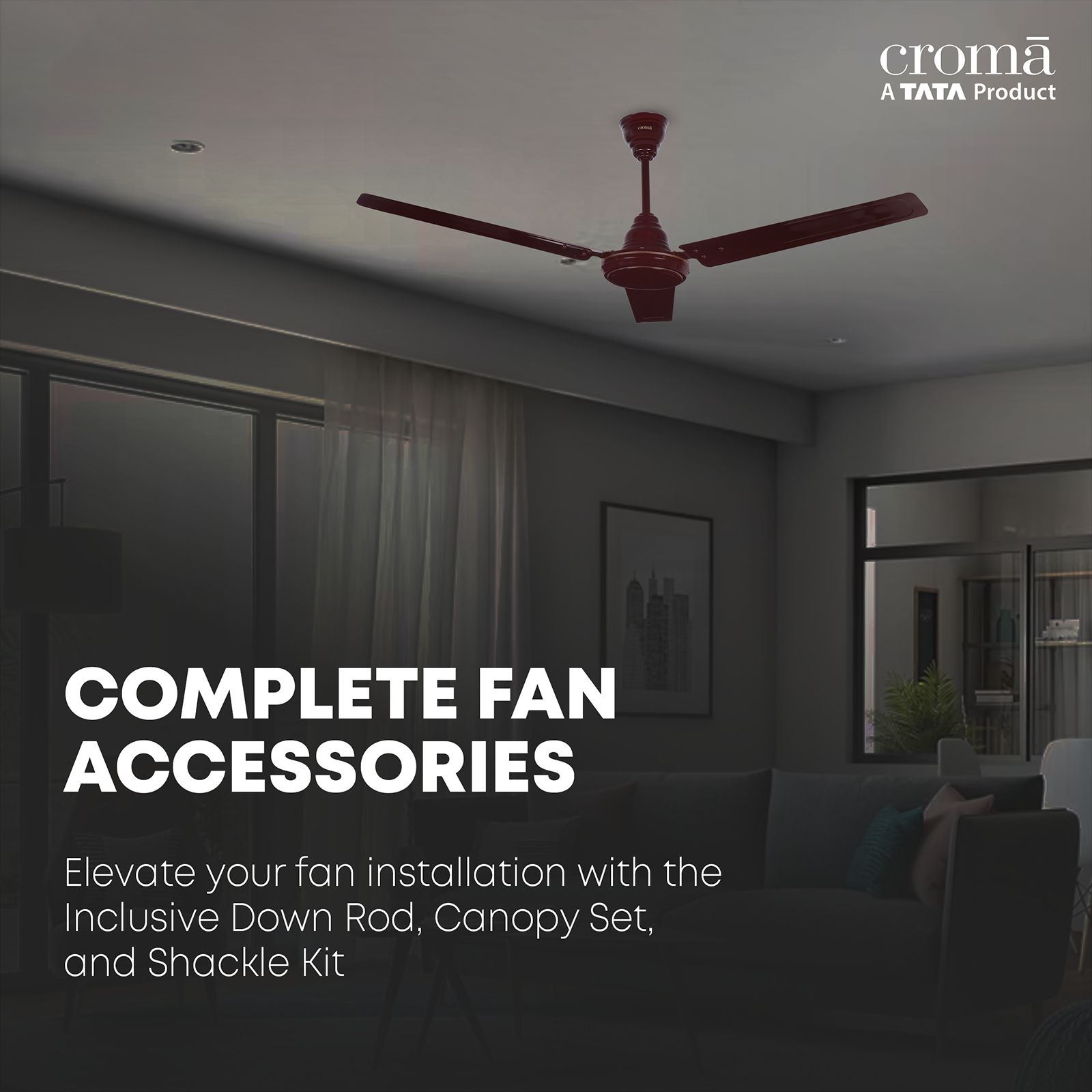 Croma ECO 1200mm 3 Blade Copper Motor Ceiling Fan (Inverter Technology, Brown)_8