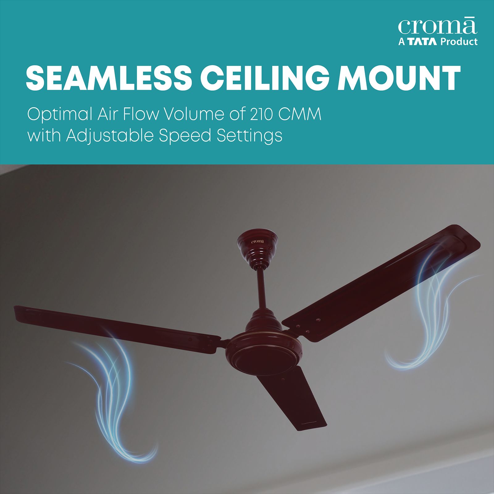 Croma ECO 1200mm 3 Blade Copper Motor Ceiling Fan (Inverter Technology, Brown)_6