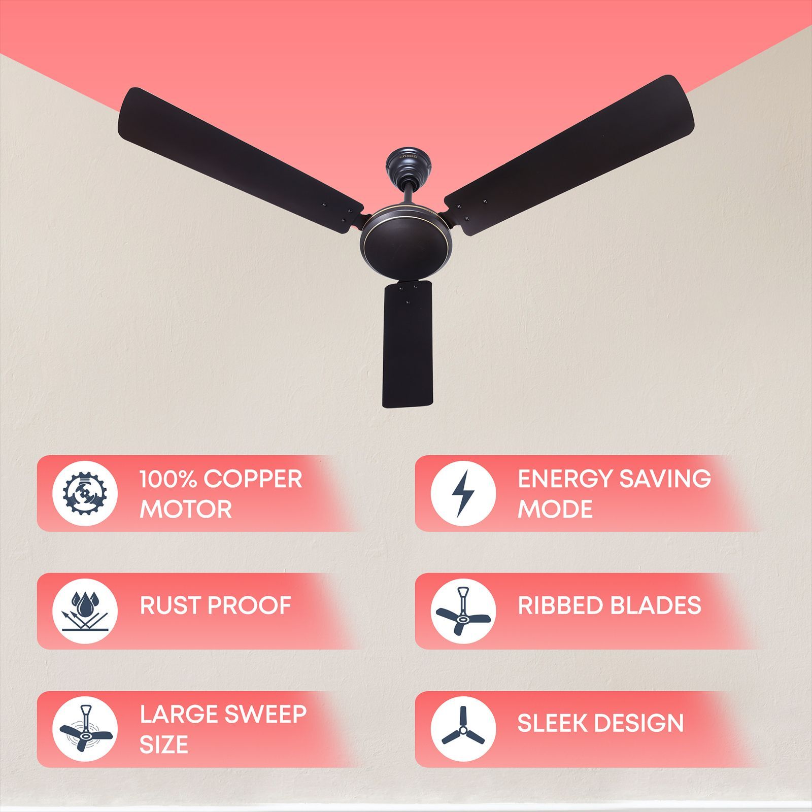 Croma ECO 2 1200mm 3 Blade Copper Motor Ceiling Fan (Energy Efficient, Dark Coffee)_8