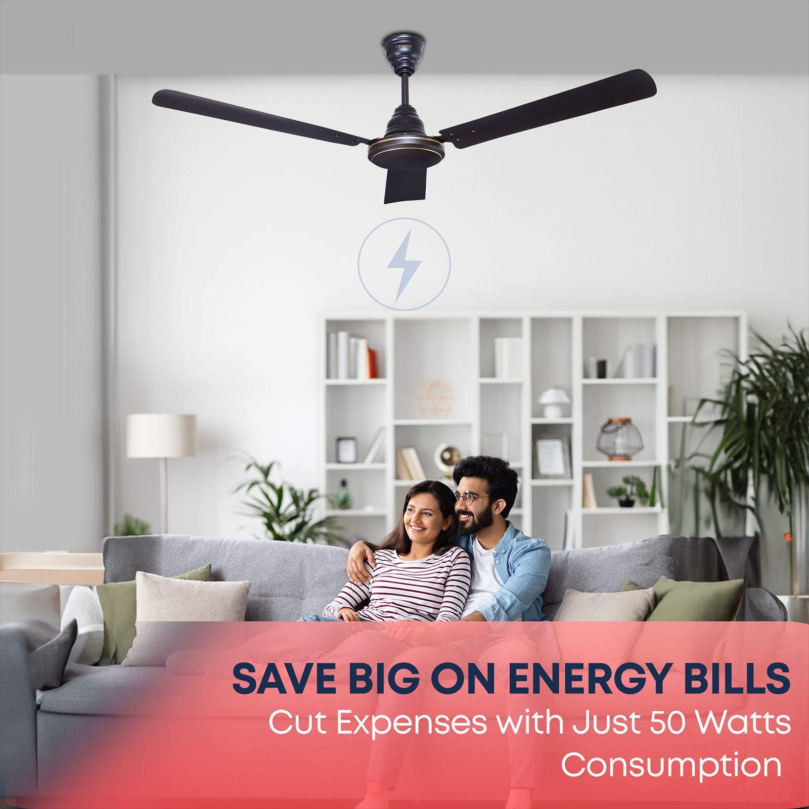 Croma ECO 2 1200mm 3 Blade Copper Motor Ceiling Fan (Energy Efficient, Dark Coffee)_9
