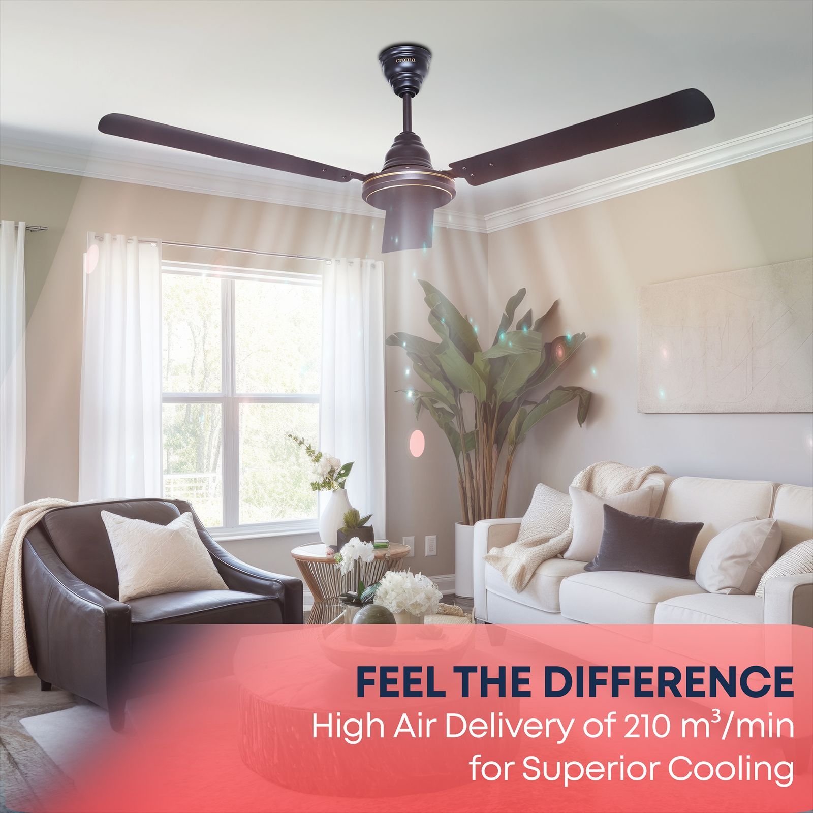 Croma ECO 2 1200mm 3 Blade Copper Motor Ceiling Fan (Energy Efficient, Dark Coffee)_10